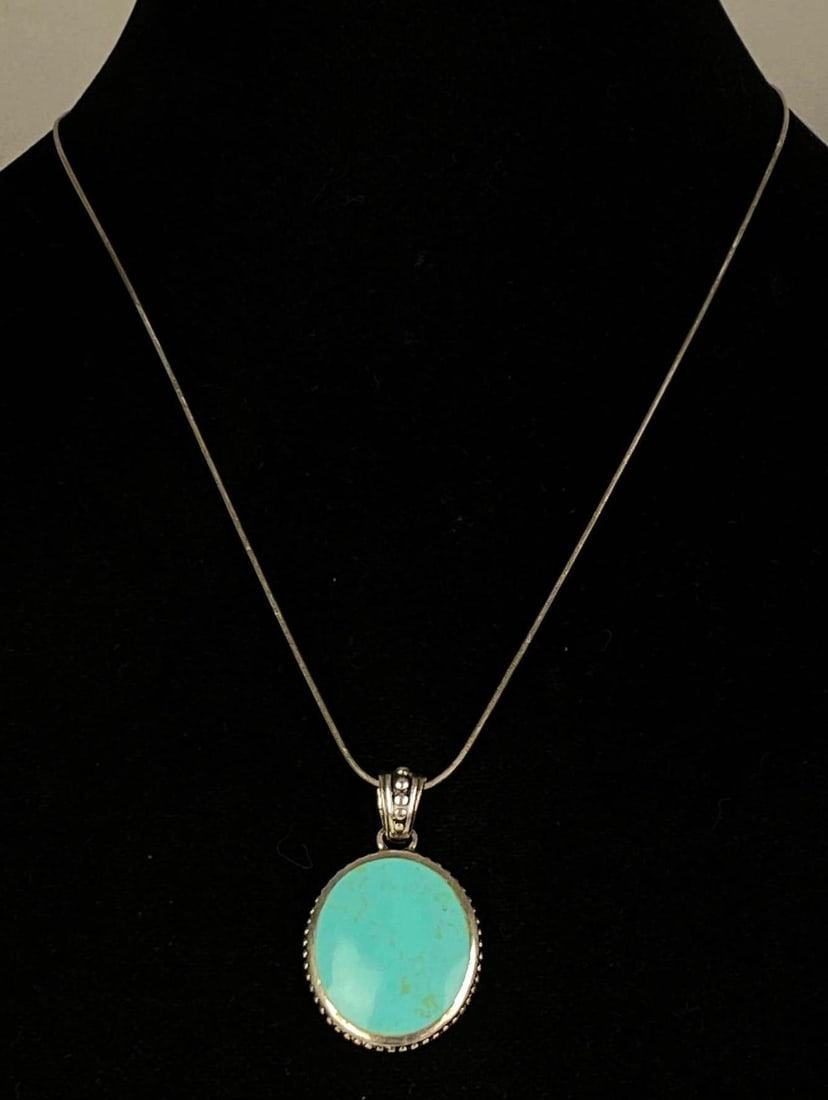 Sterling Silver Necklace With Reversible Turqiouse And Link MOP Pendant: In-House Shipping Option: If you would like to use our in-house shipping service, please select “Arrange My Own Shipping” when paying your invoice. After payment, our in-house shipping team wi