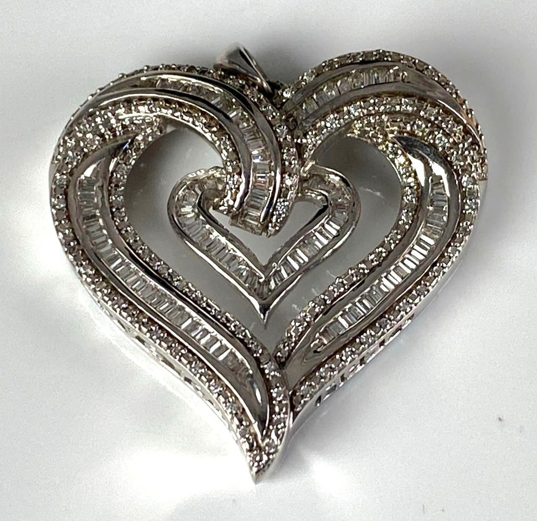 Signed SJD Sterling Silver CZ Heart Pendant (1 of 4)