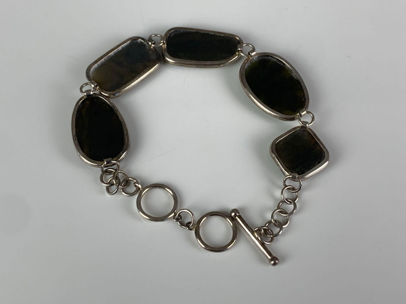 Sterling Silver Abalone Shell Link Bracelet - 2