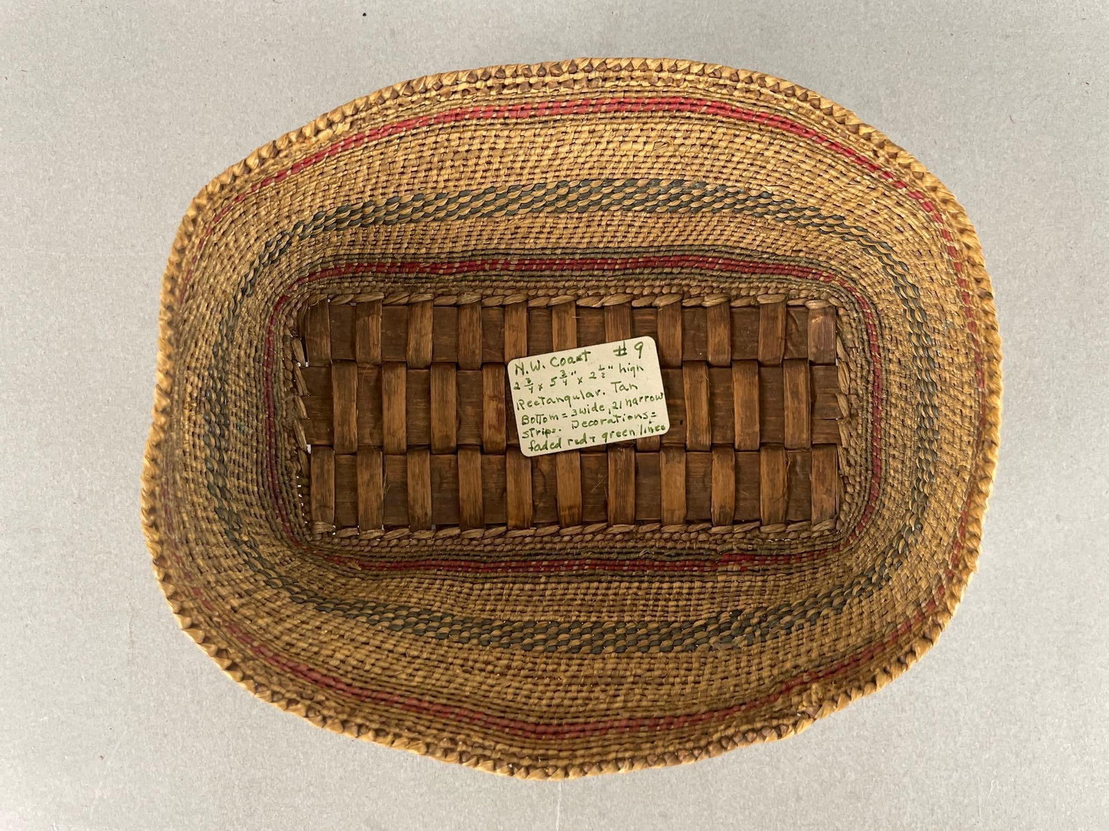 Antique Makah Native American Rectangular Woven Basket - 3