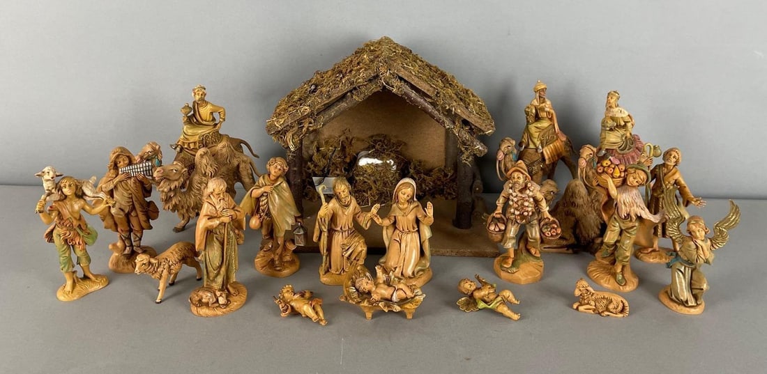 Group of Fontanini Nativity Figures with Music Box Creche: In-House Shipping Option: If you would like to use our in-house shipping service, please select “Arrange My Own Shipping” when paying your invoice. After payment, our in-house shipping team wi