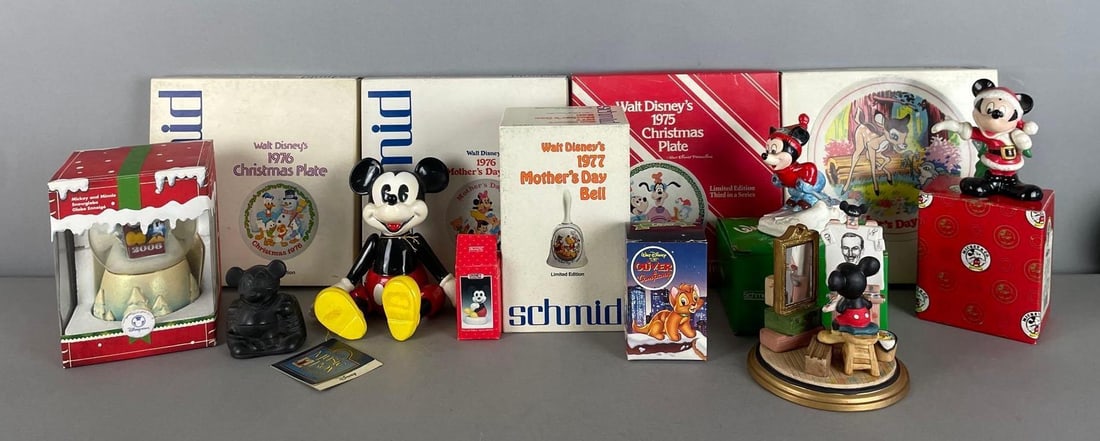 Group of Disney Mickey Mouse Figurines and Plates: In-House Shipping Option: If you would like to use our in-house shipping service, please select “Arrange My Own Shipping” when paying your invoice. After payment, our in-house shipping team wi