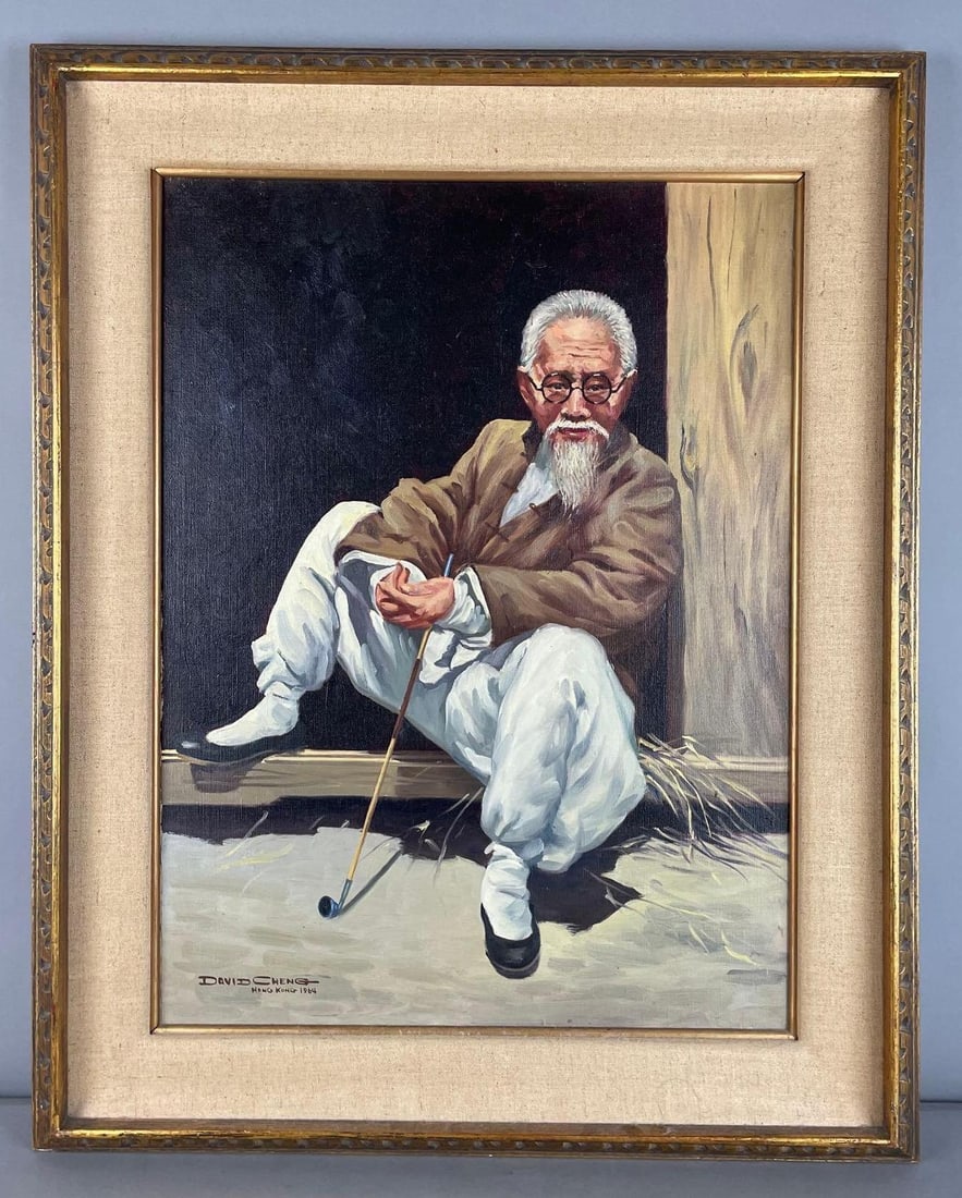 1964 David Cheng Elder with Pipe Giclee on Canvas: In-House Shipping Option: If you would like to use our in-house shipping service, please select “Arrange My Own Shipping” when paying your invoice. After payment, our in-house shipping team