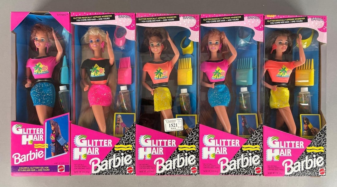 Group of 1990s Mattel Glitter Hair Barbie Fashion Dolls (1 of 2)
