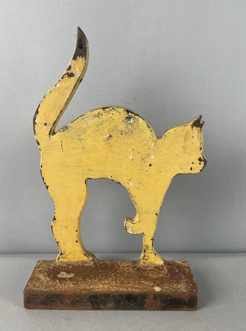 Antique Painted Cast Iron Cat Doorstop (1 of 2)