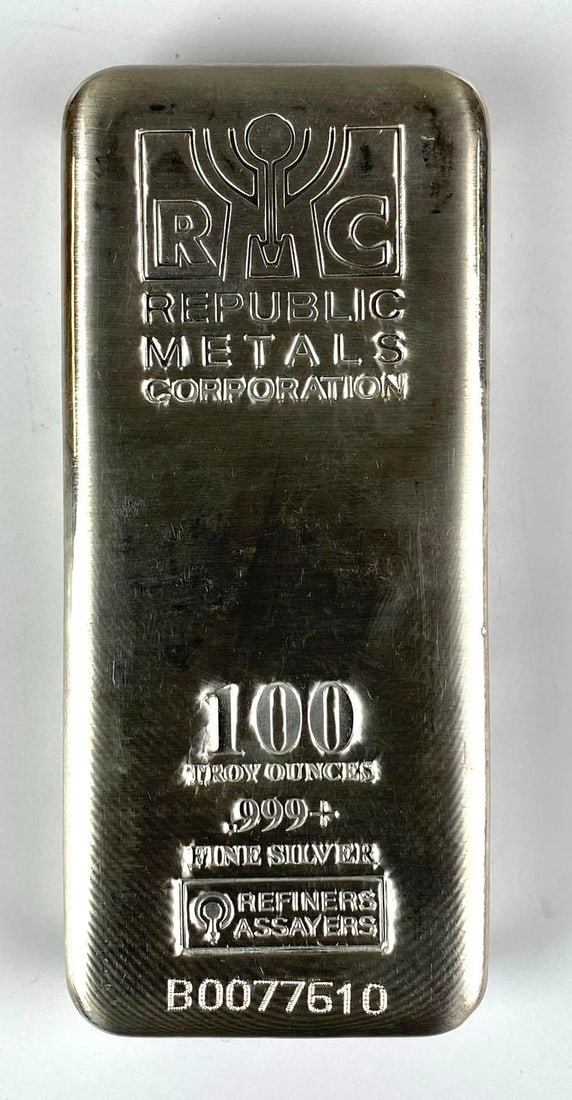 Republic Metals Corporation 100 oz .999 Fine Silver Ingot/ Bar (1 of 3)