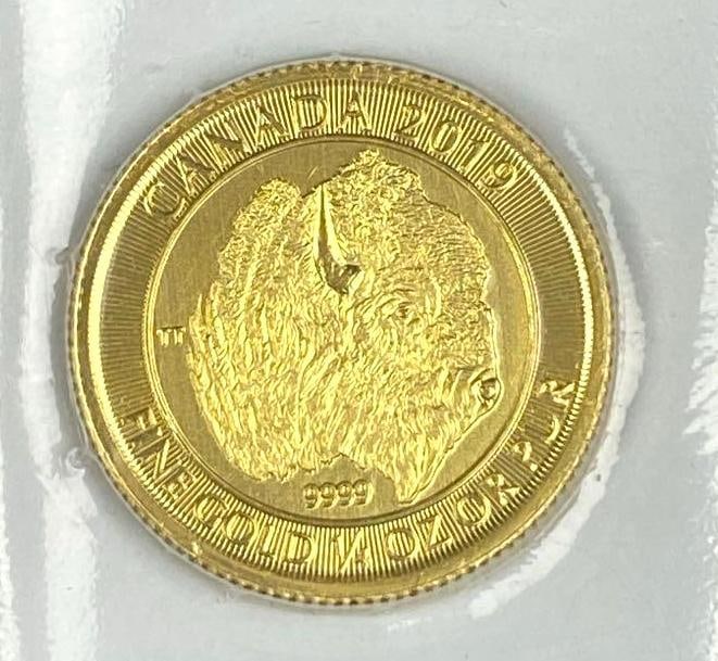 2019 Canada $10 Buffalo 1/4 oz 999 Fine Gold Coin (1 of 2)
