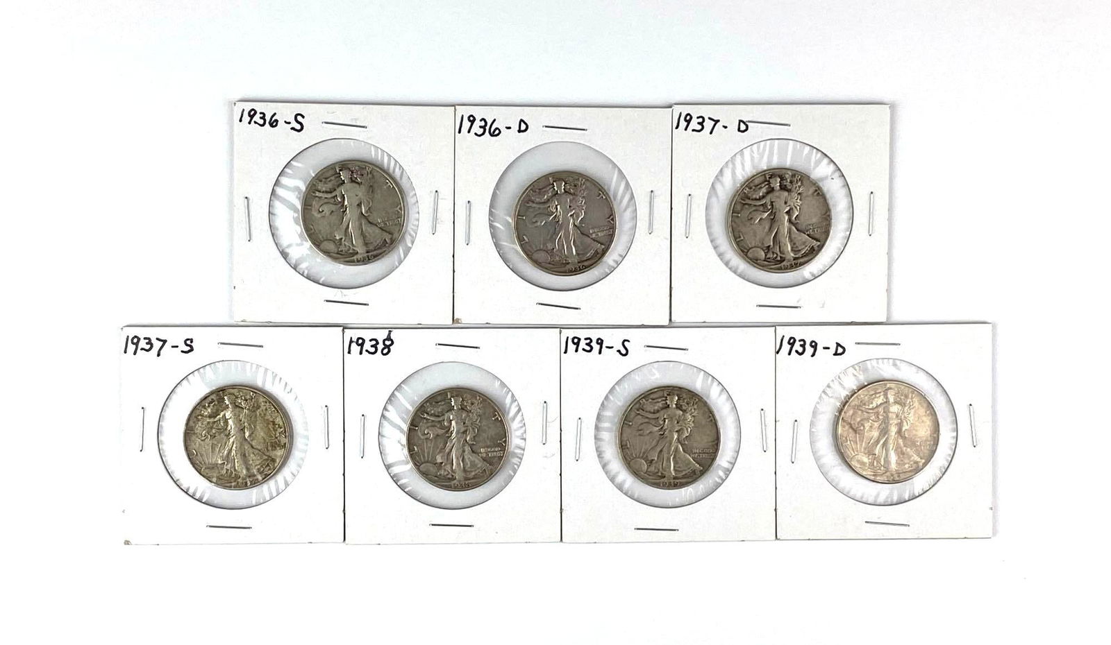 Group of 7 US Walking Liberty Silver Half Dollars (1 of 2)