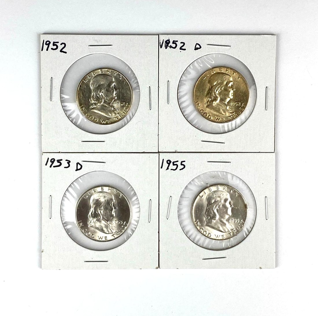 Group of 4 US Benjamin Franklin Silver Half Dollars: In-House Shipping Option: If you would like to use our in-house shipping service, please select “Arrange My Own Shipping” when paying your invoice. After payment, our in-house shipping team wi
