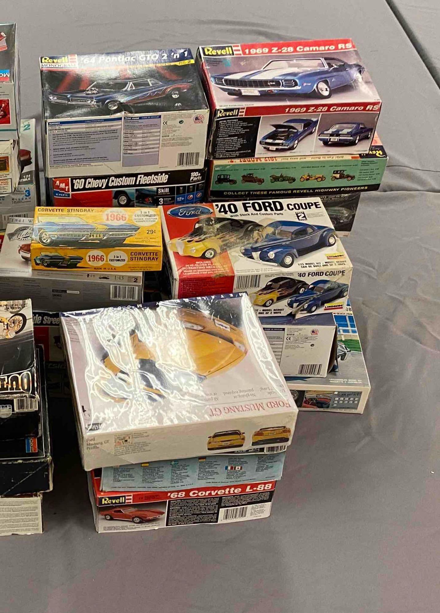 Group of Mostly Empty Car Plastic Model Kit Boxes - 3