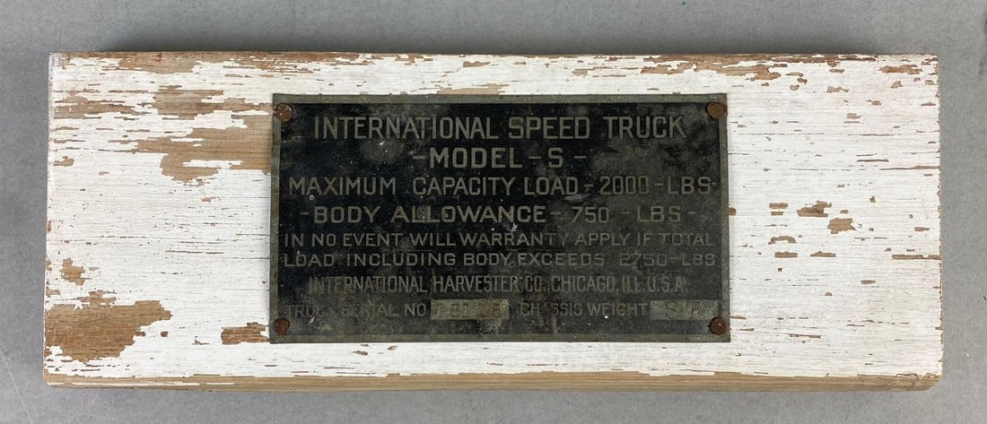 Vintage International Speed Truck Vin Plate: In-House Shipping Option: If you would like to use our in-house shipping service, please select “Arrange My Own Shipping” when paying your invoice. After payment, our in-house shipping team wi
