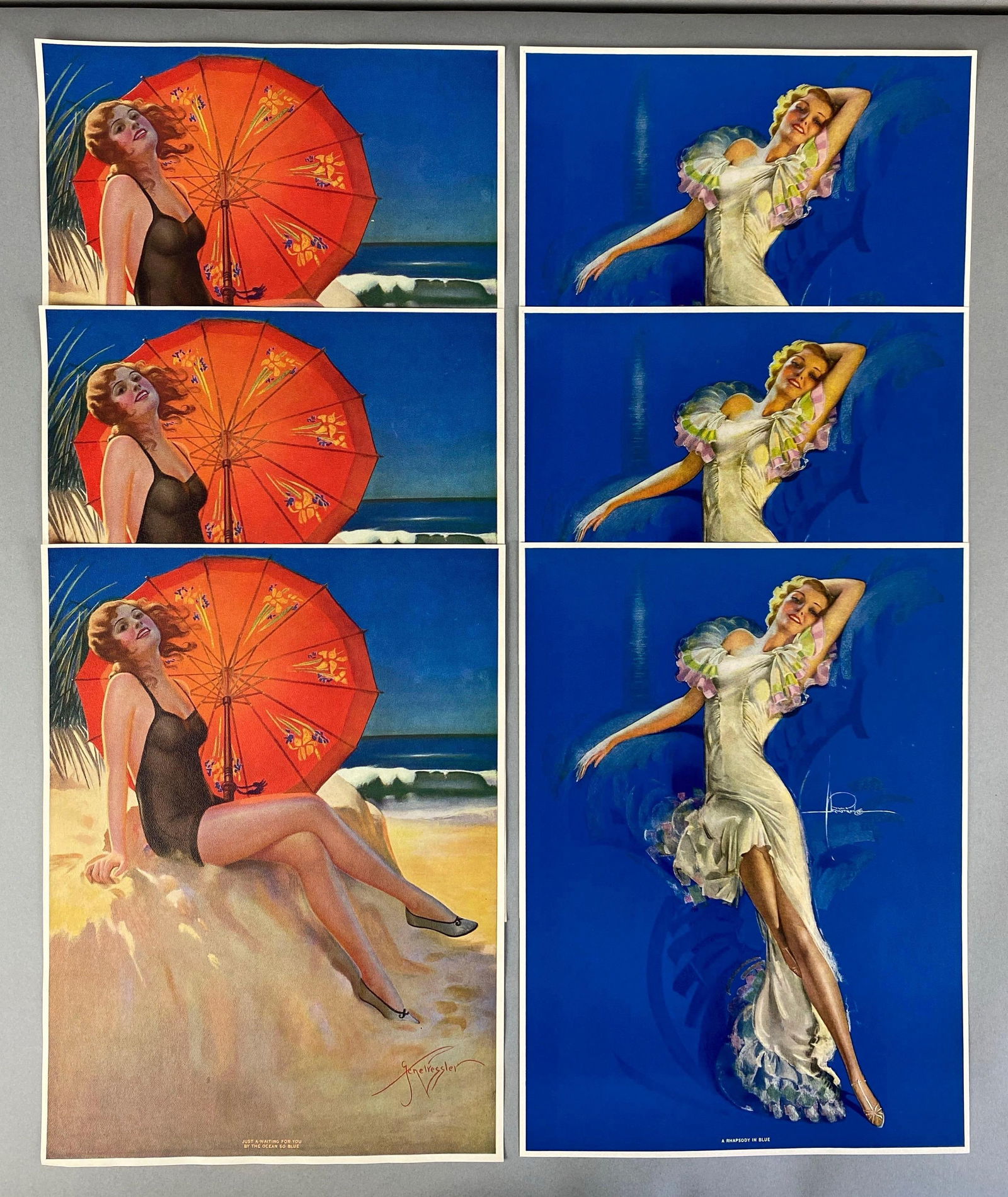 Group of 6 NOS Vintage Pin-Up Lithograph Prints: In-House Shipping Option: If you would like to use our in-house shipping service, please select “Arrange My Own Shipping” when paying your invoice. After payment, our in-house shipping team wi