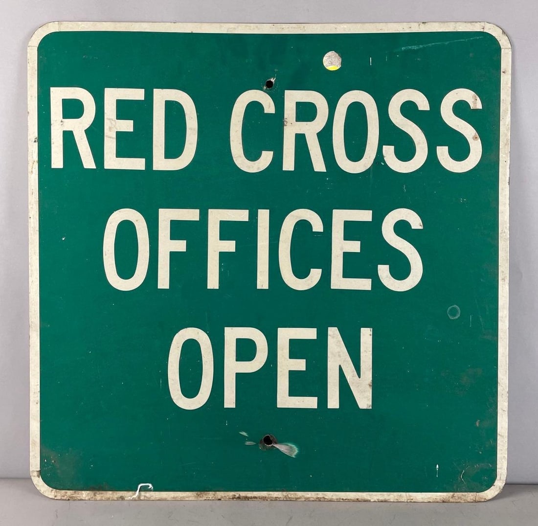 Red Cross Offices Open Metal Sign (1 of 2)