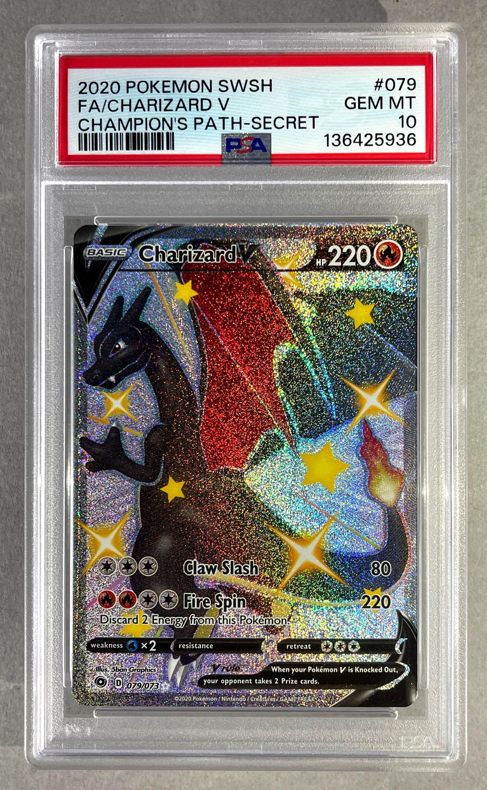 Secret Rare 2020 Pokemon V Champions Path SWSH Full Art Charizard V #079 PSA 10: Secret Rare 2020 Pokemon V Champions Path SWSH Full Art Charizard V #079 PSA 10