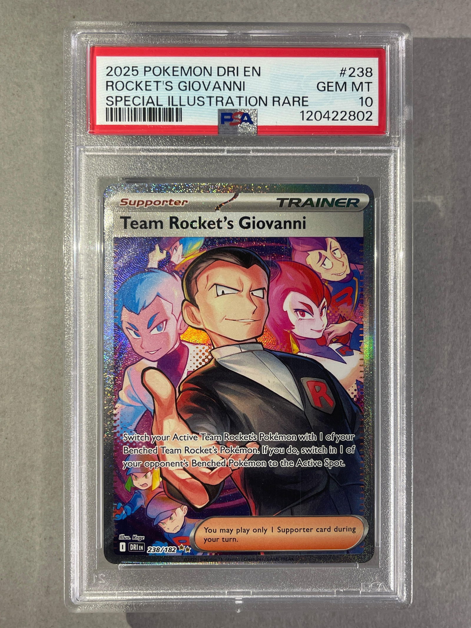 Rare 2025 Pokemon DRI EN Rockets Giovanni Special Illustration #238 PSA 10 (1 of 2)