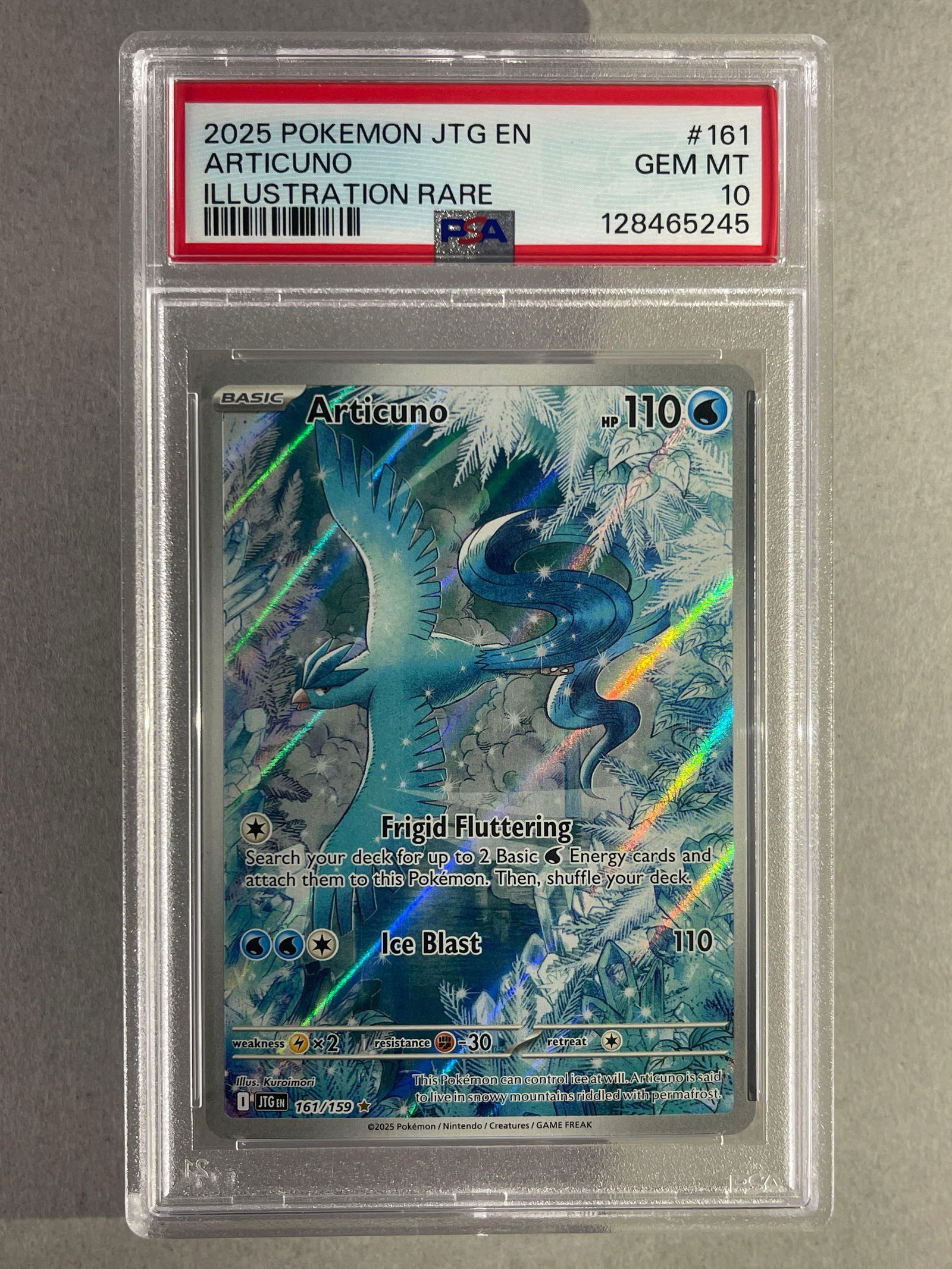 2025 Pokemon JTG EN Articuno Illustration Rare #161 PSA 10: 2025 Pokemon Journey Together Articuno Illustration Rare #161 PSA 10