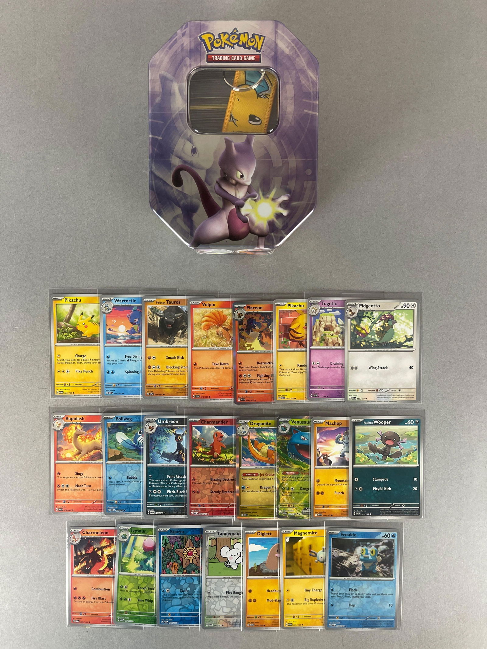 250+ 1999 - 2024 Pokemon Cards with Holos and 2008 Pokemon Diamond and Pearl Mewtwo Lv X with Tin (1 of 2)