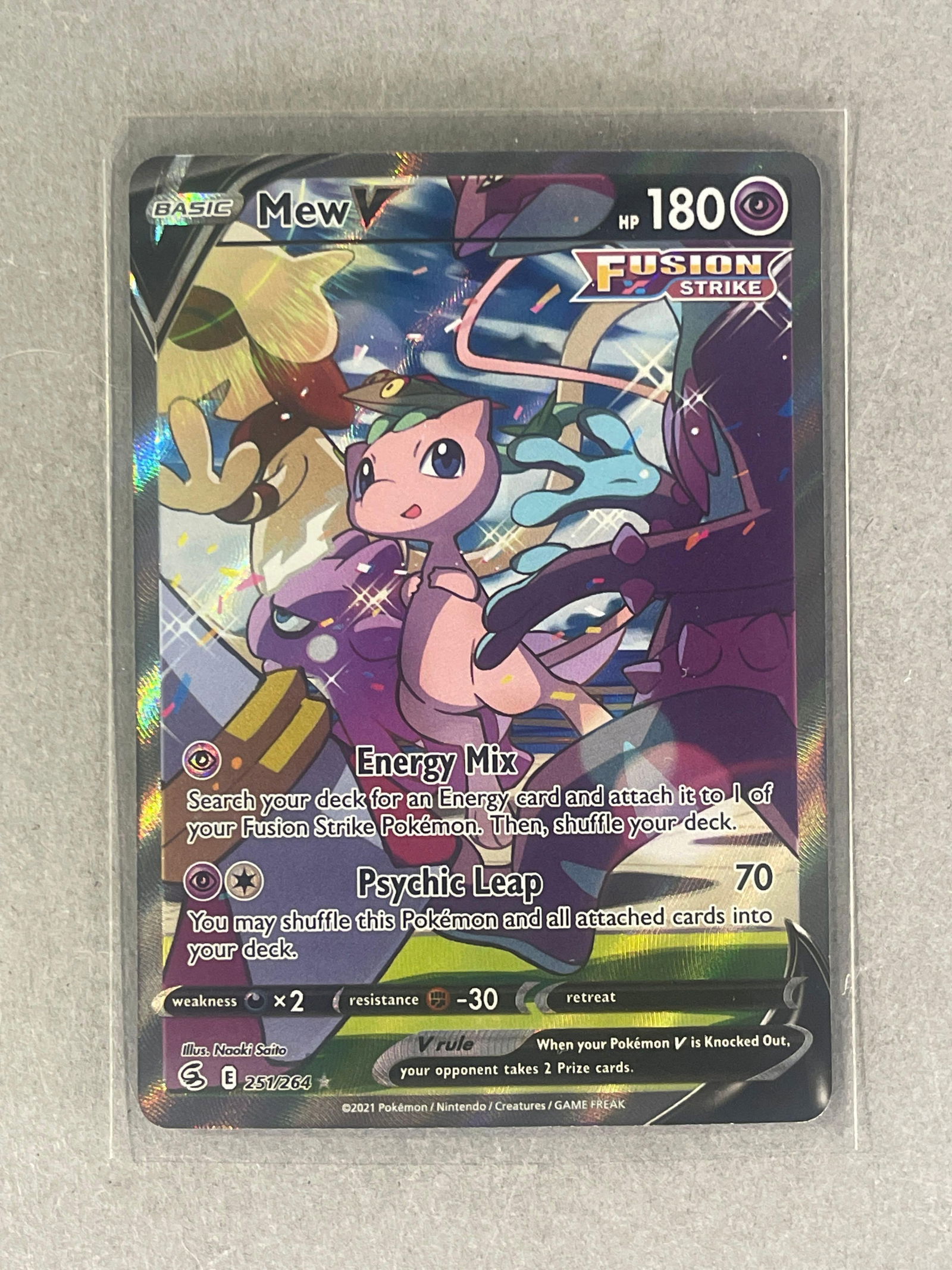 2021 Pokemon SWSH Fusion Strike MewV #251: 2021 Pokemon SWSH Fusion Strike Mewv #251, Sharp card, Ready to Grade