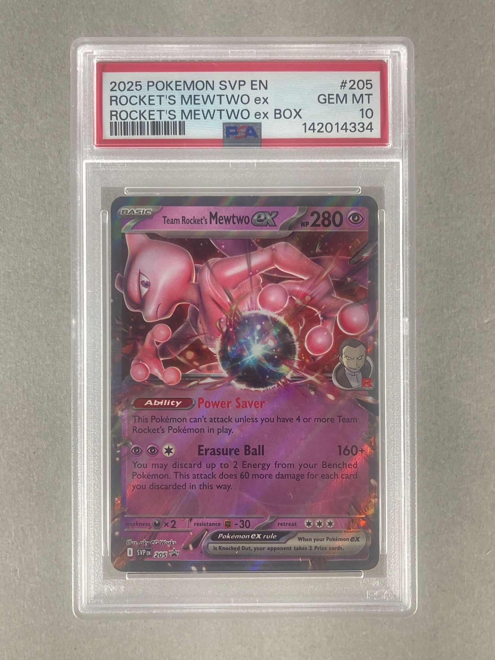 2025 Pokemon Scarlet Violet Rockets Mewtwo ex #205 PSA 10 (1 of 2)