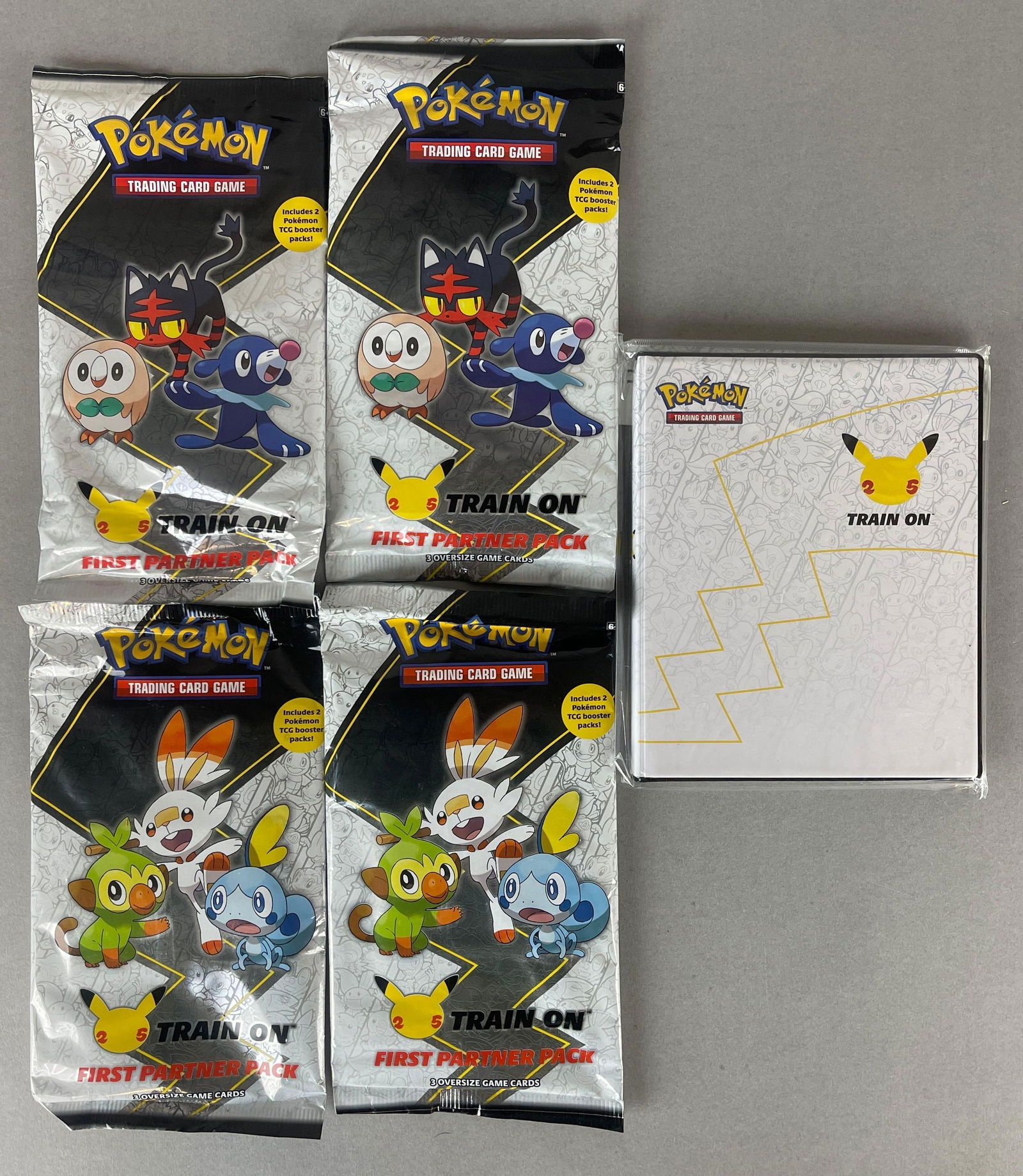 4 - Pokemon TCG First Partner Jumbo 25th Anniversary Packs + Binder Pack (1 of 2)