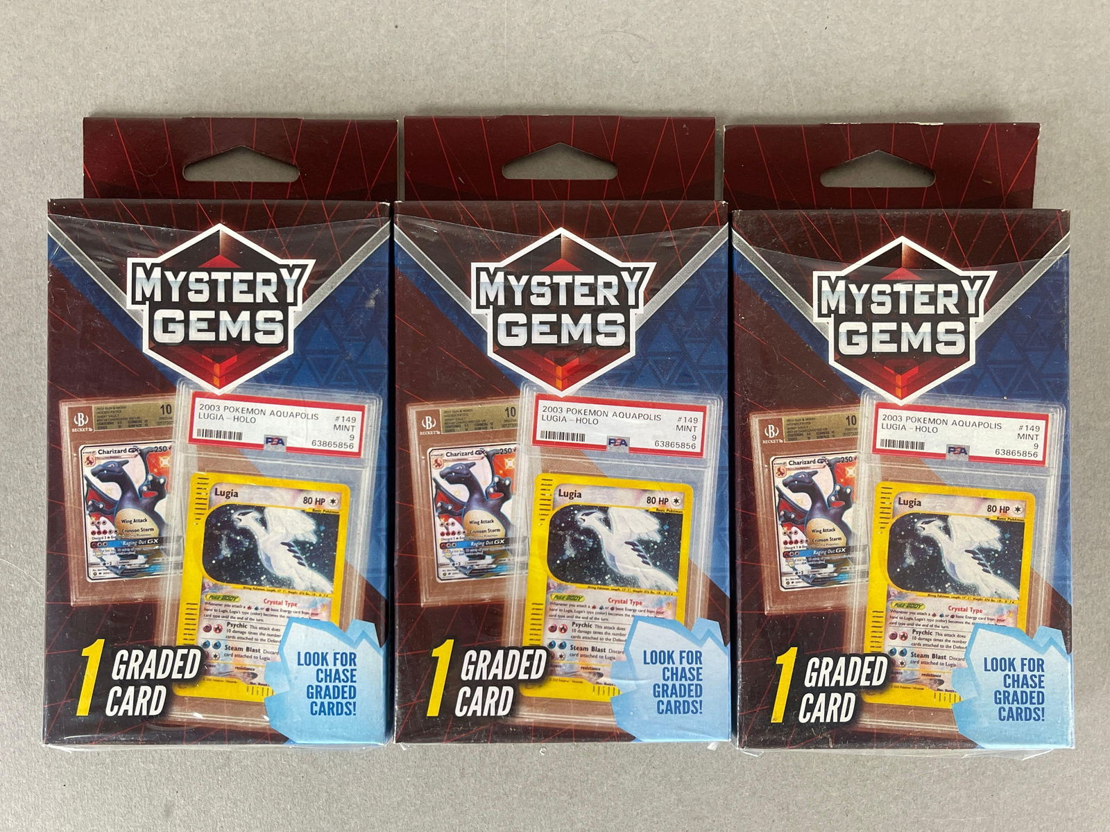 3 - 2022 MJ Holding Pokemon Mystery Gems Boxes: 1 - Graded Pokemon card per box