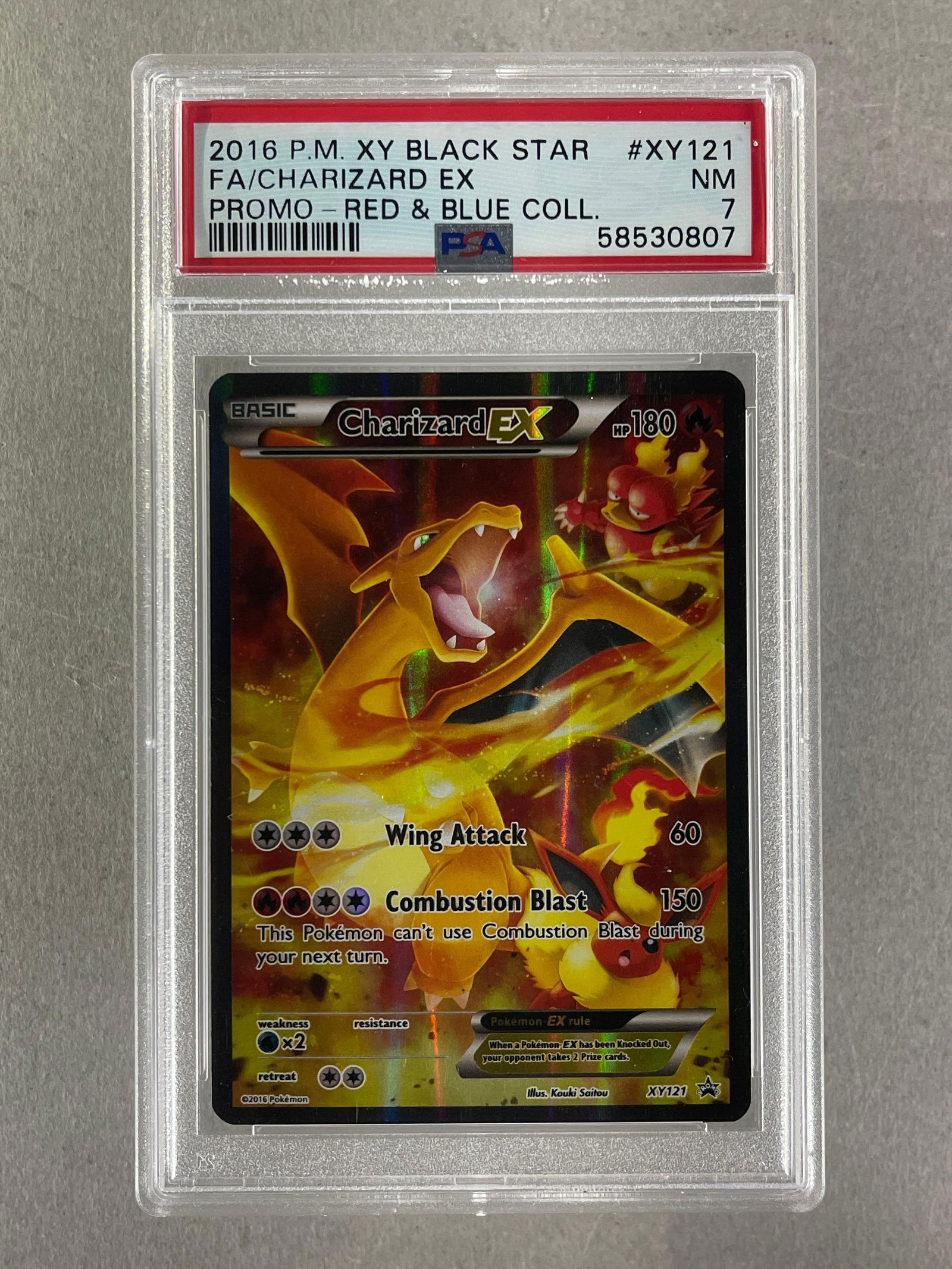 2016 Pokemon XY Full Art Black Star Promo Charizard EX - Red and Blue Collection #XY121 PSA 7 (1 of 2)