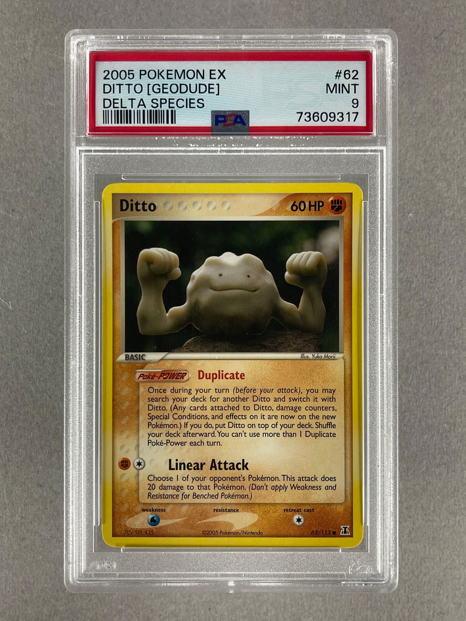 2005 Pokemon EX Delta Species Ditto - Geodude #62 PSA 9: 2005 Pokemon EX Delta Species Ditto - Geodude #62 PSA 9