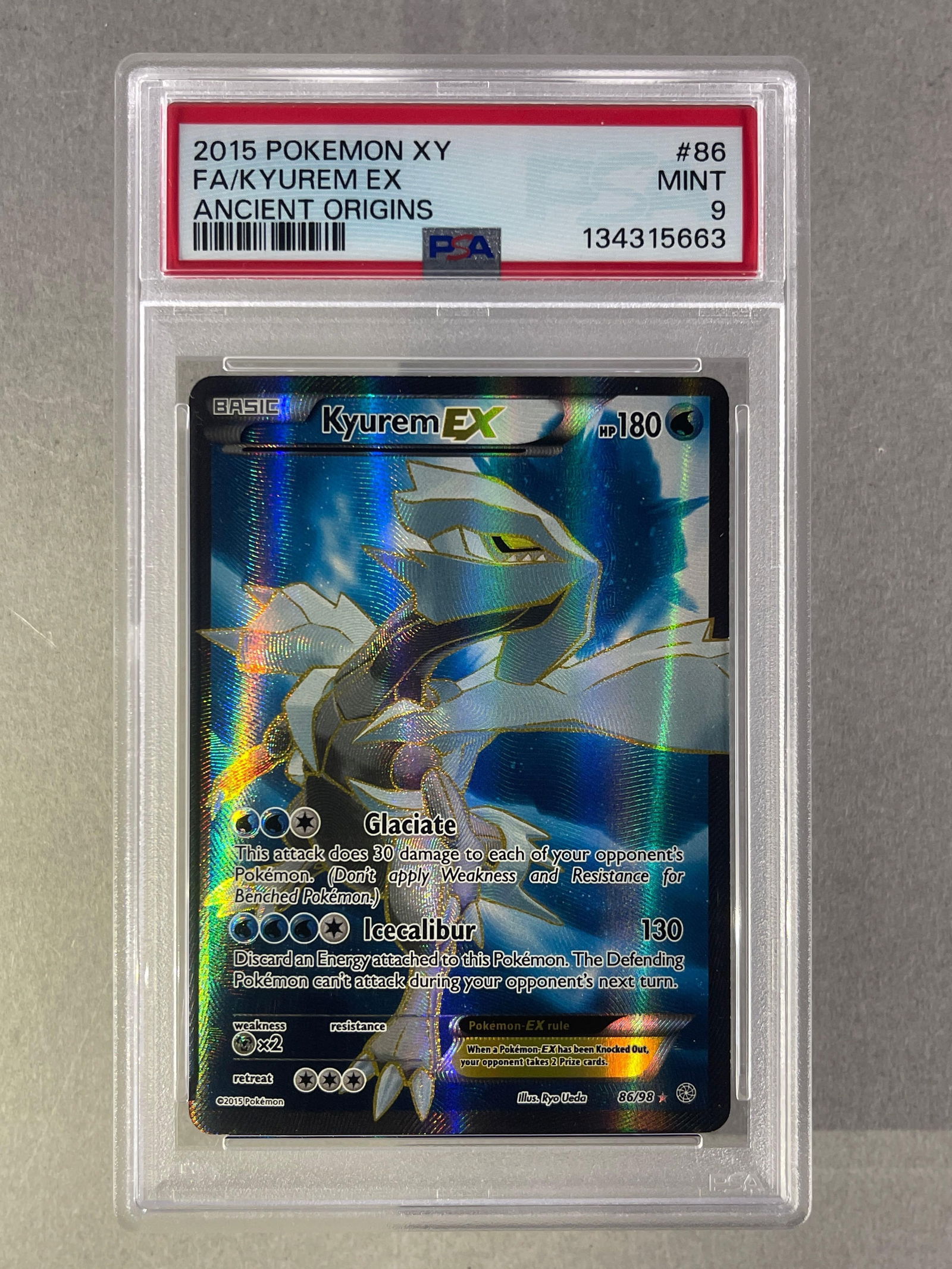 2015 Pokemon XY Ancient Origns Full Art Yurem EX #86 PSA 9: 2015 Pokemon XY Ancient Origns Full Art Yurem EX #86 PSA 9