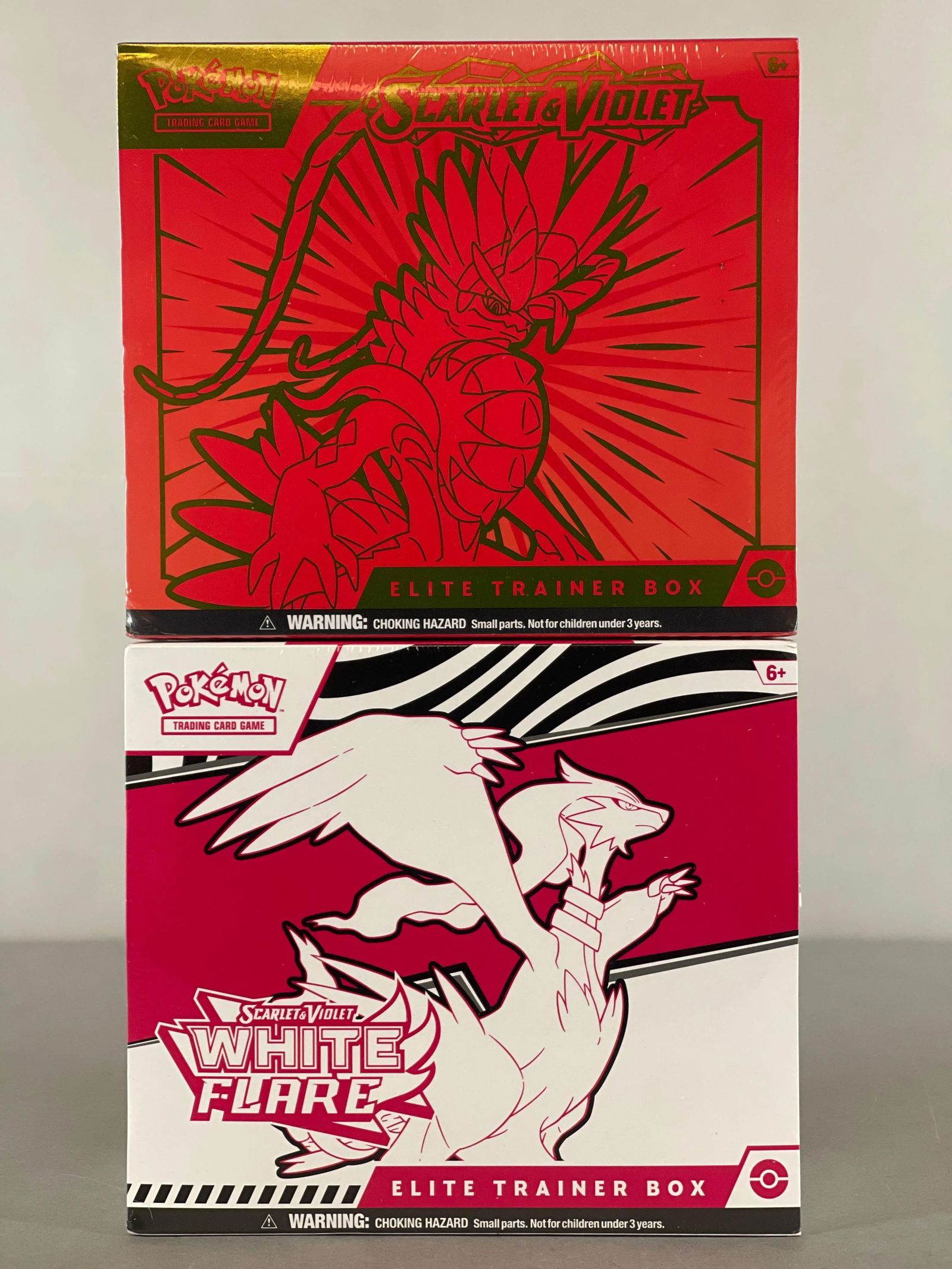 2 - 2023 - 24 Pokemon Scarlet and Violet and White Flare Elite Trainer Boxes: 9 - Booster packs per box
