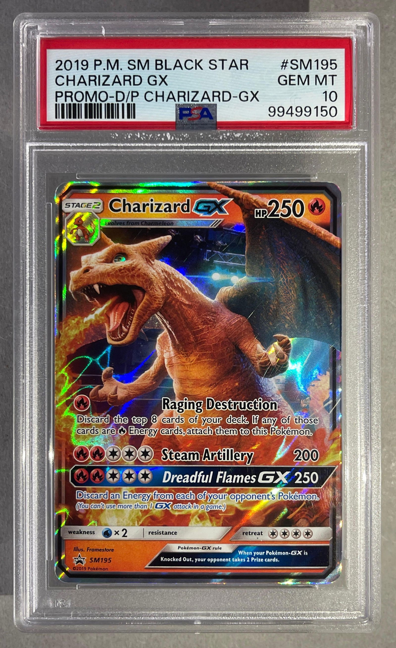 2019 Pokemon Sun and Moon Detective Pikachu Black Star Promo Charizard GX #SM195 PSA 10 (1 of 2)