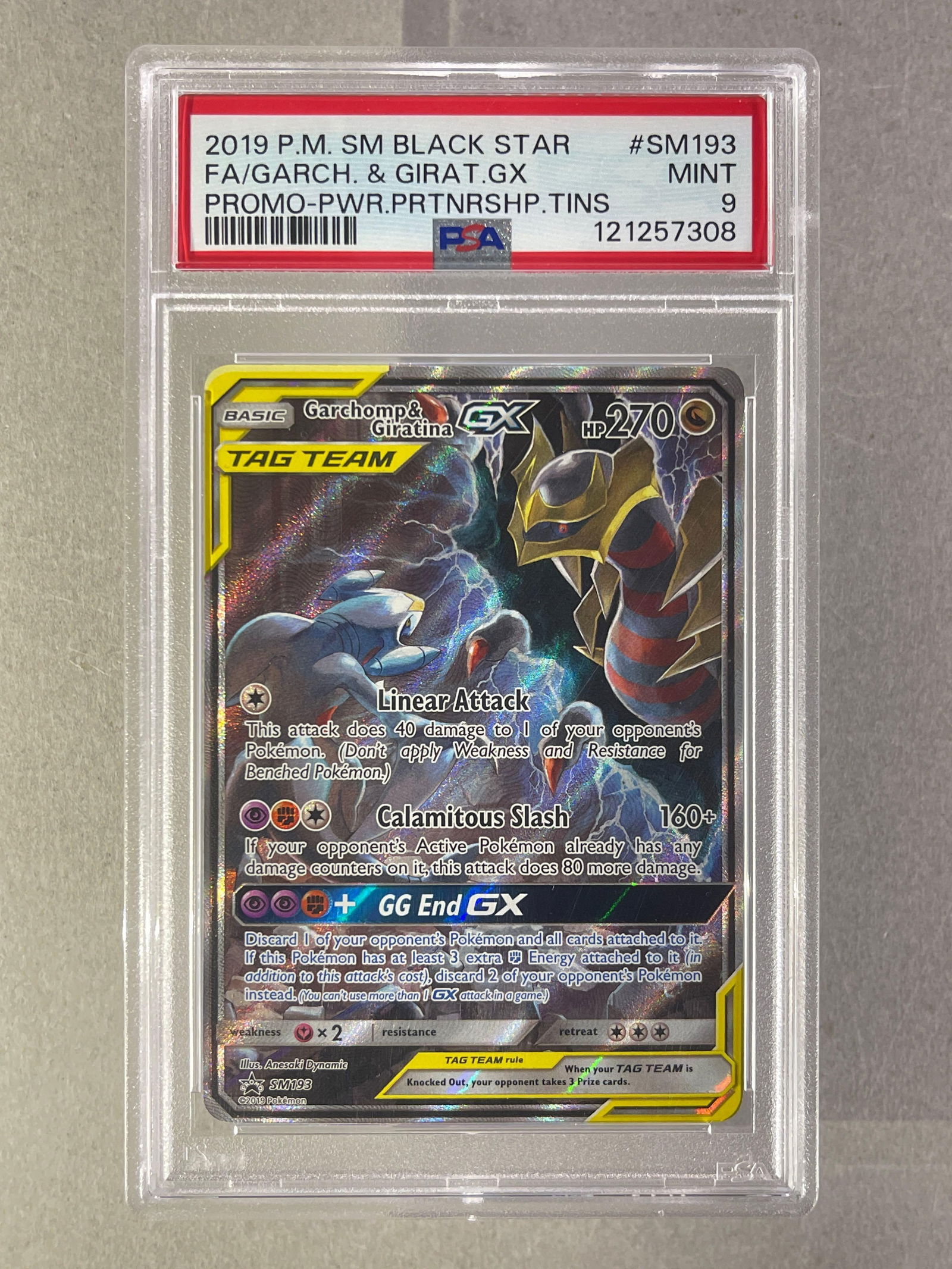2019 Pokemon Sun and Moon Full Art Garchomp and Giratina #SM193 PSA 9: 2019 Pokemon Sun and Moon Full Art Garchomp and Giratina #SM193 PSA 9
