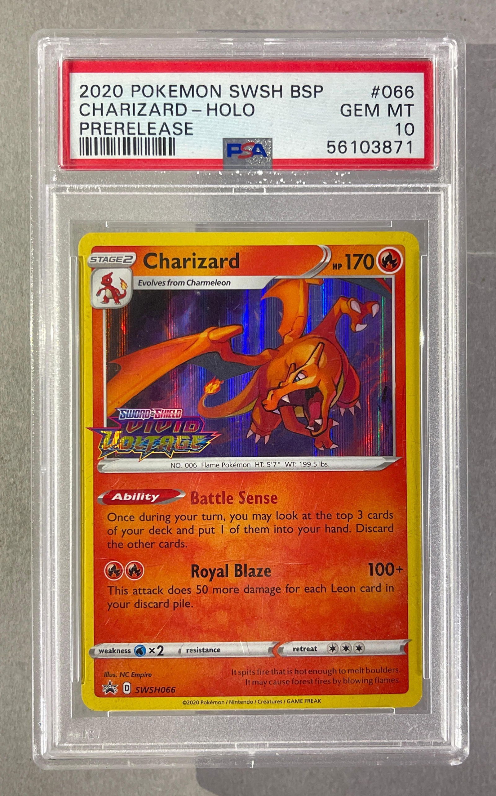 2020 Pokemon Sword and Shield Prerelease Black Star Promo Holo Charizard #SWSH066 PSA 10 (1 of 2)