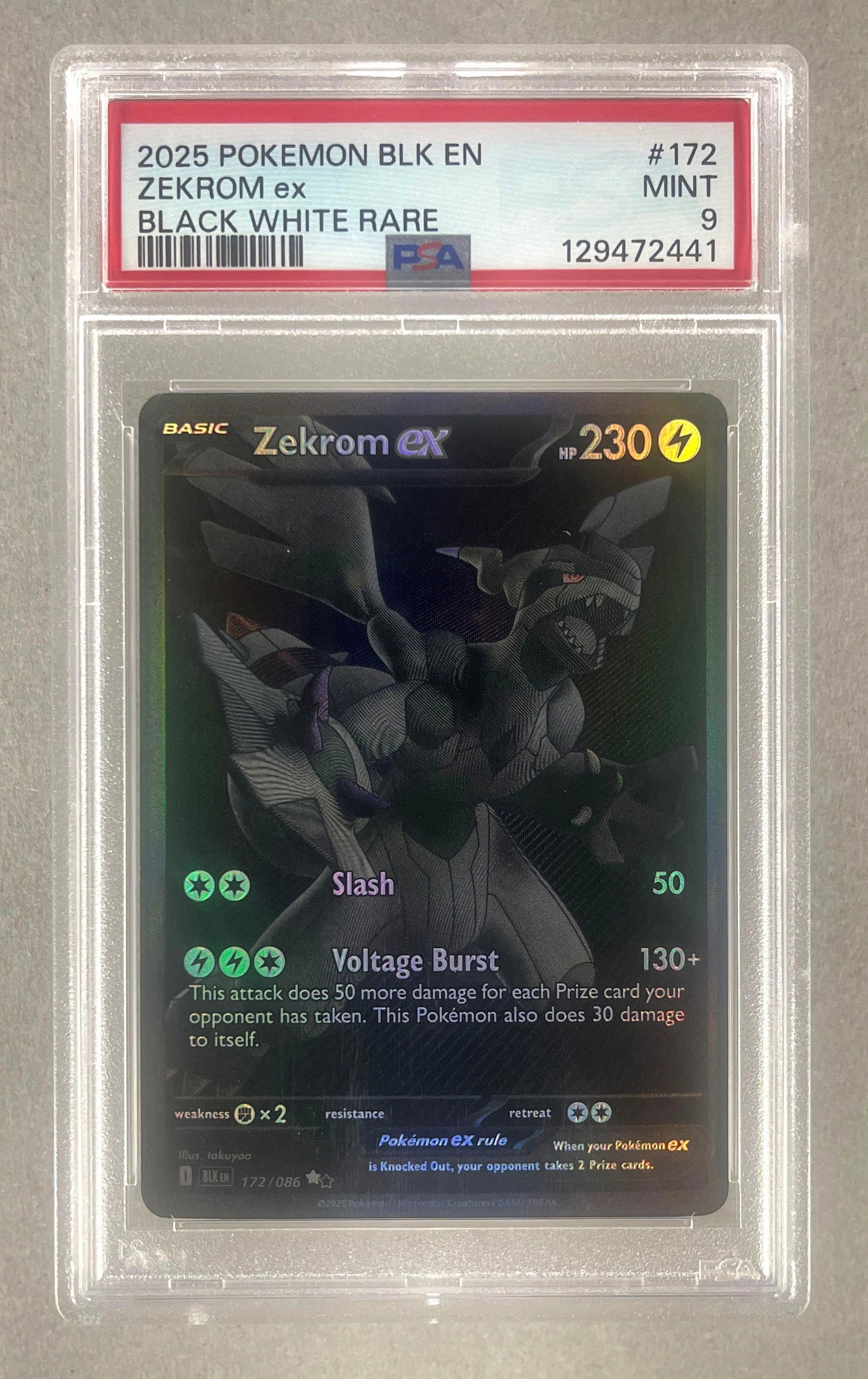 2025 Pokemon Black and White Rare Zekrom ex #172 PSA 9: 2025 Pokemon Black and White Rare Zekrom ex #172 PSA 9