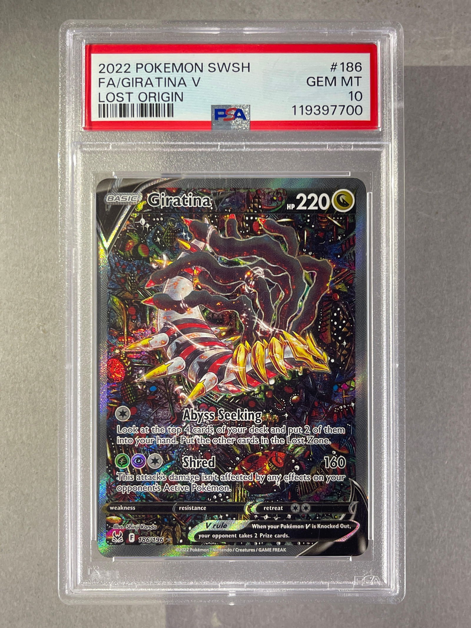2022 Pokemon Sword and Shield Lost Origin Full Art Giratina V #186 PSA 10 (1 of 2)