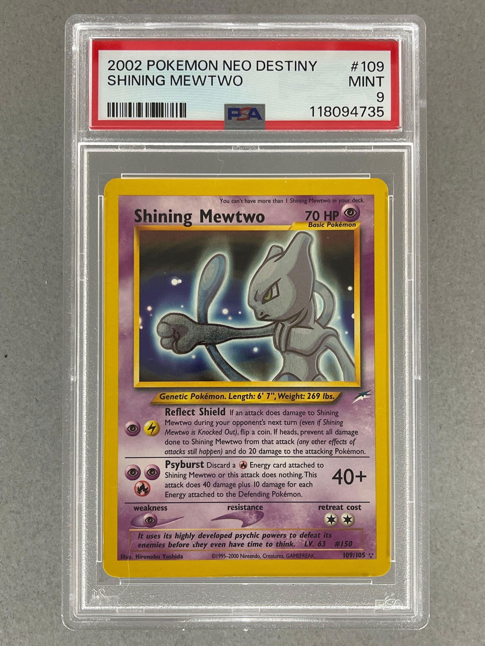 2002 Pokemon Neo Destiny Shining Mewtwo #109 PSA 9 (1 of 2)