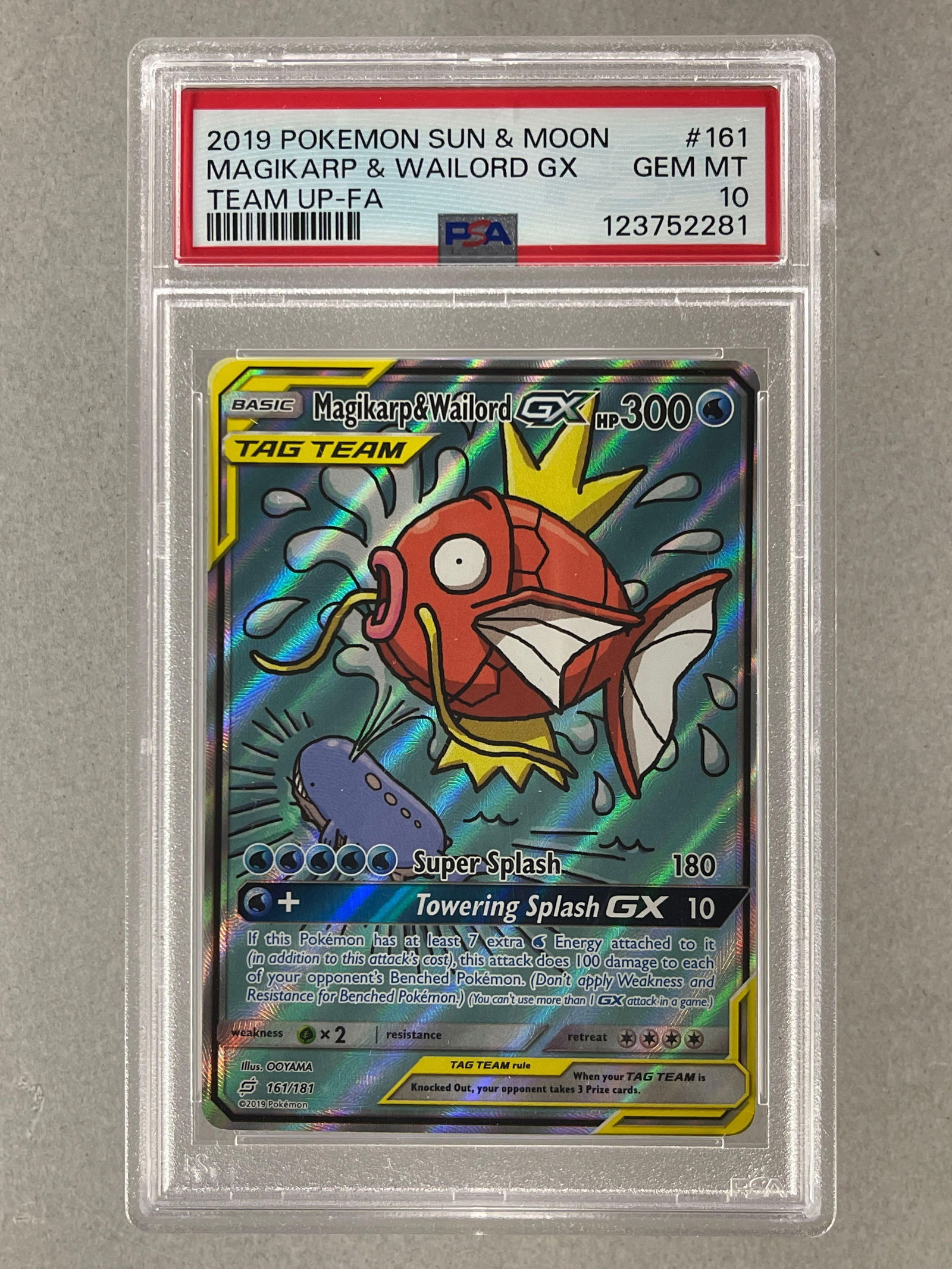 2019 Pokemon Sun and Moon Magikarp and Wailord GX #161 PSA 10 Team UP-FA: 2019 Pokemon Sun and Moon Magikarp and Wailord GX #161 PSA 10 Team UP-FA
