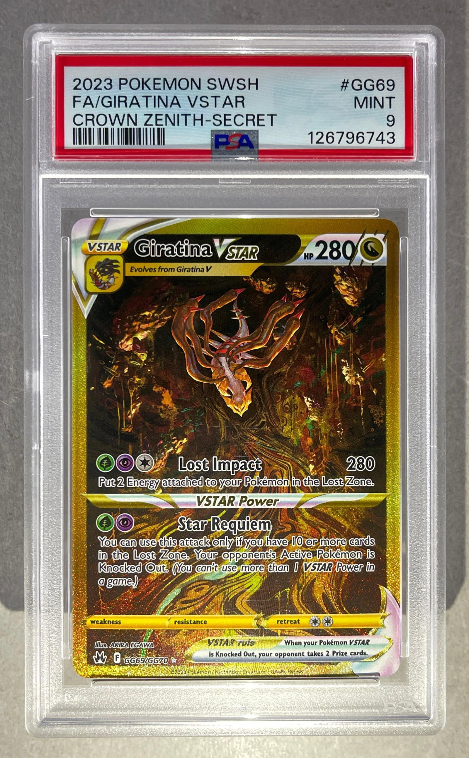 2023 Pokemon Sword and Shield Crown Zenith Secret Full Art Giratina VSTAR #GG69 PSA 9: 2023 Pokemon Sword and Shield Crown Zenith Secret Full Art Giratina VSTAR #GG69 PSA 9