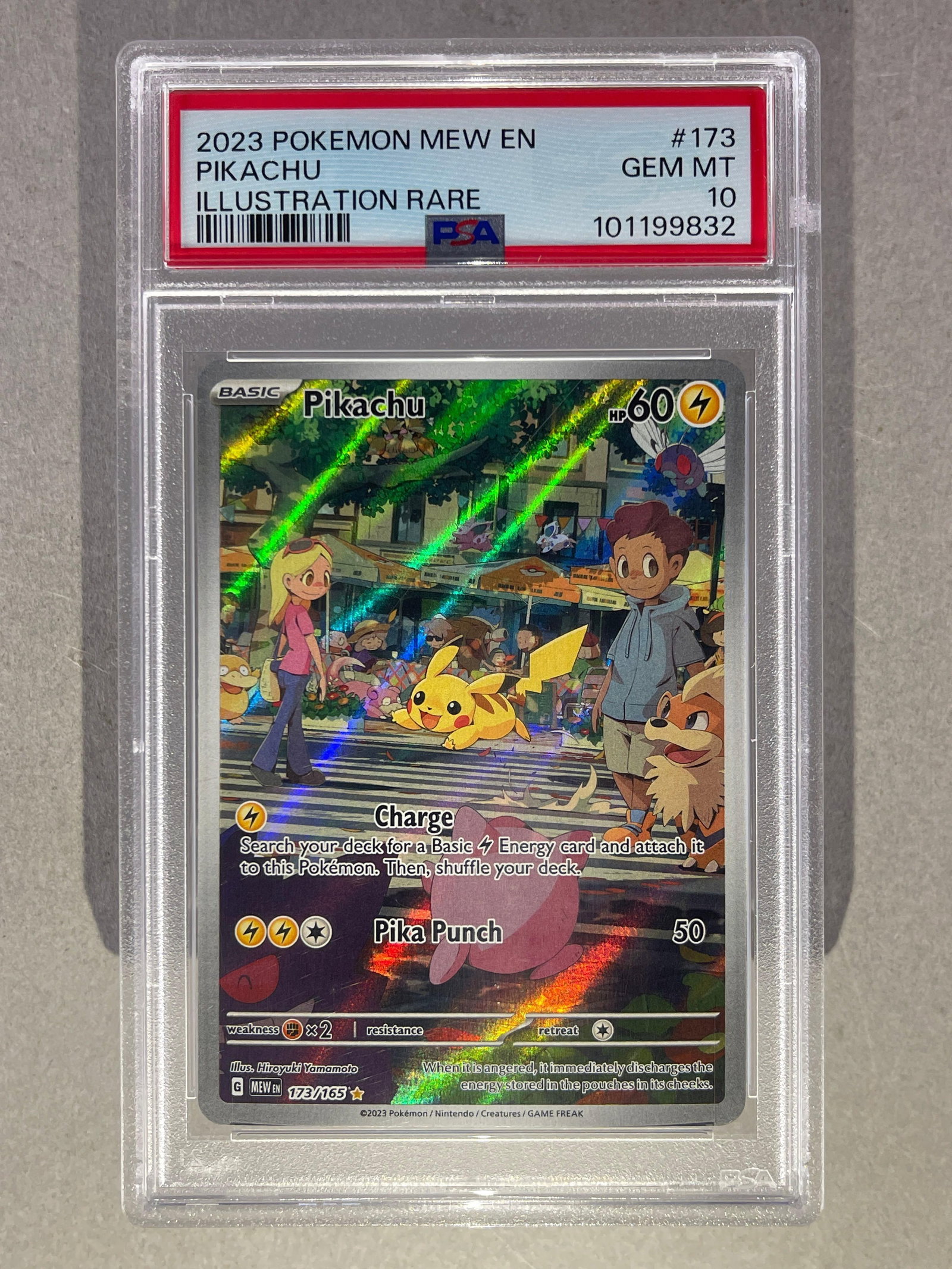 2023 Pokemon Mew Illustration Rare Pikachu #173 PSA 10: 2023 Pokemon Mew Illustration Rare Pikachu #173 PSA 10