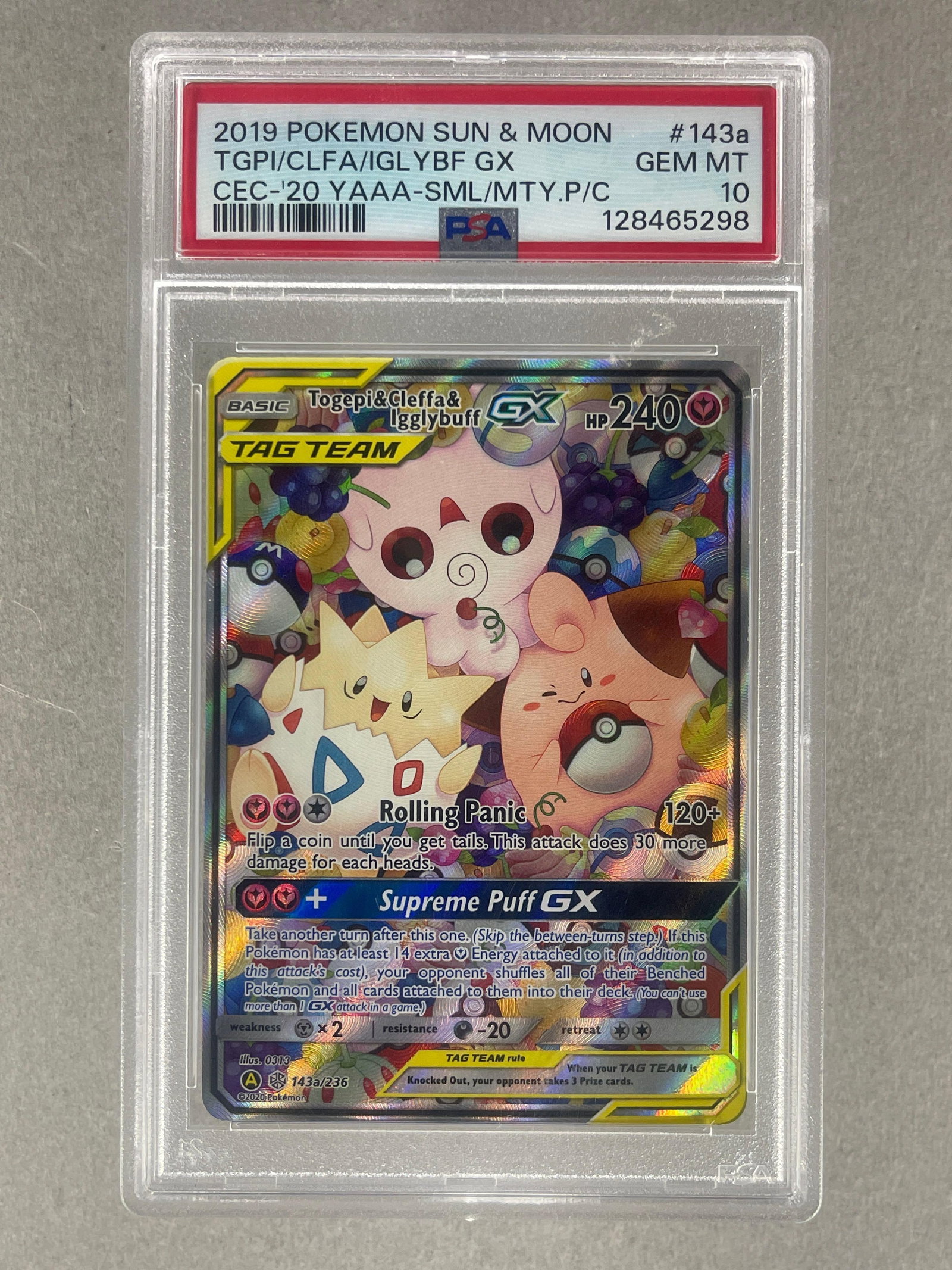 2019 Pokemon SM Tag Team Togepi/ Cleffa/ Igglybuff GX #142a PSA 10 (1 of 2)