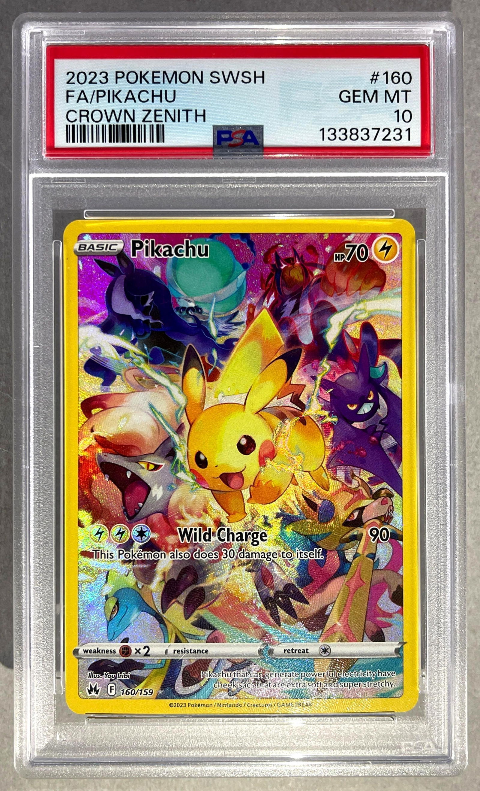 2023 Pokemon Sword and Shield Crown Zenith Full Art Pikachu #160 PSA 10: 2023 Pokemon Sword and Shield Crown Zenith Full Art Pikachu #160 PSA 10