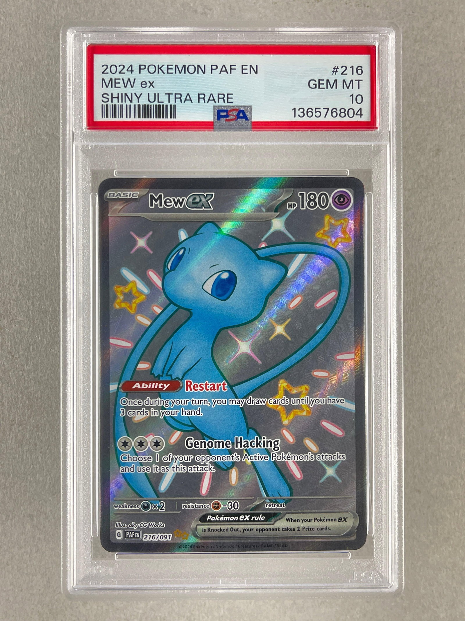 2024 Pokemon Paldean Fates Shiny Ultra Rare Mew ex #216 PSA 10: 2024 Pokemon Paldean Fates Shiny Ultra Rare Mew ex #216 PSA 10