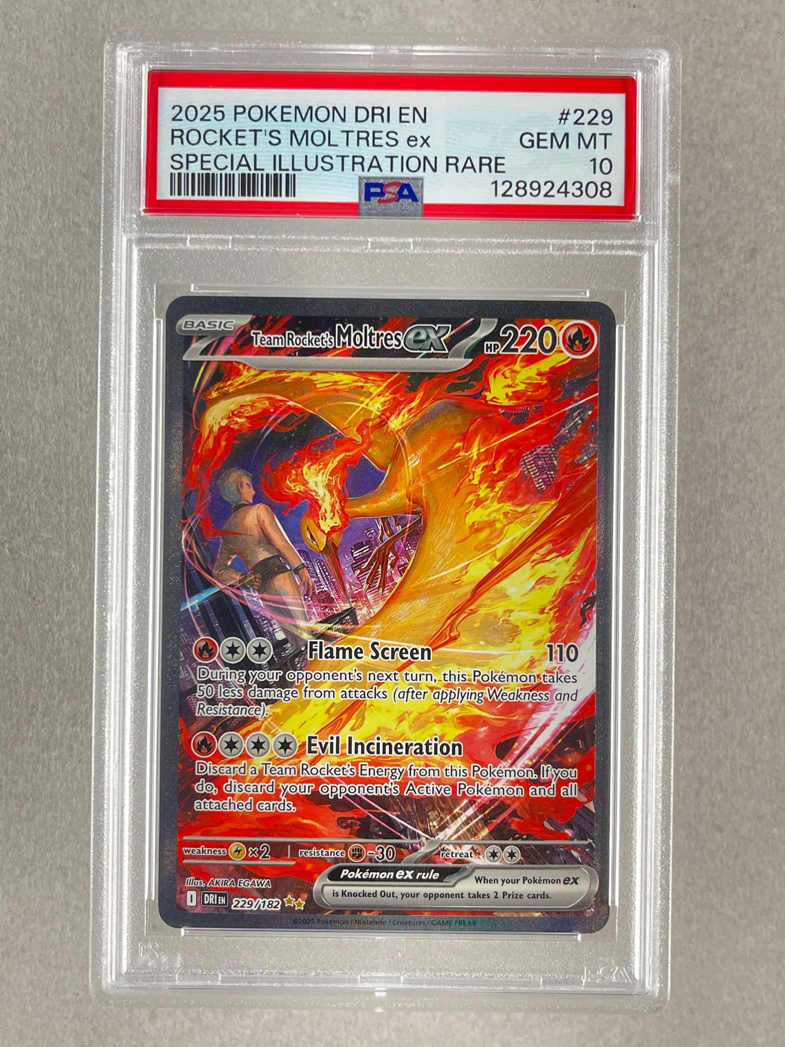 2025 Pokemon Destine Rivals Special Illustration Rare Rockets Moltres ex #229 PSA 10: 2025 Pokemon Destine Rivals Special Illustration Rare Rockets Moltres ex #229 PSA 10