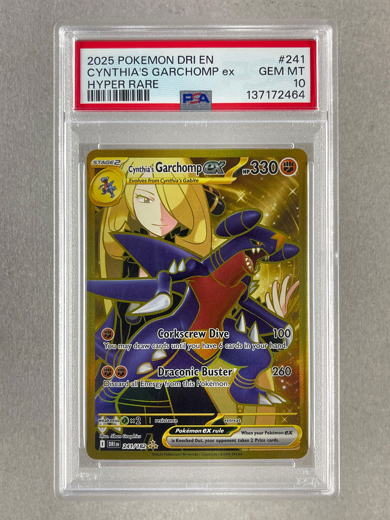 2025 Pokemon Destine Rivals Hyper Rare Cynthias Garchomp ex #241 PSA 10: 2025 Pokemon Destine Rivals Hyper Rare Cynthias Garchomp ex #241 PSA 10