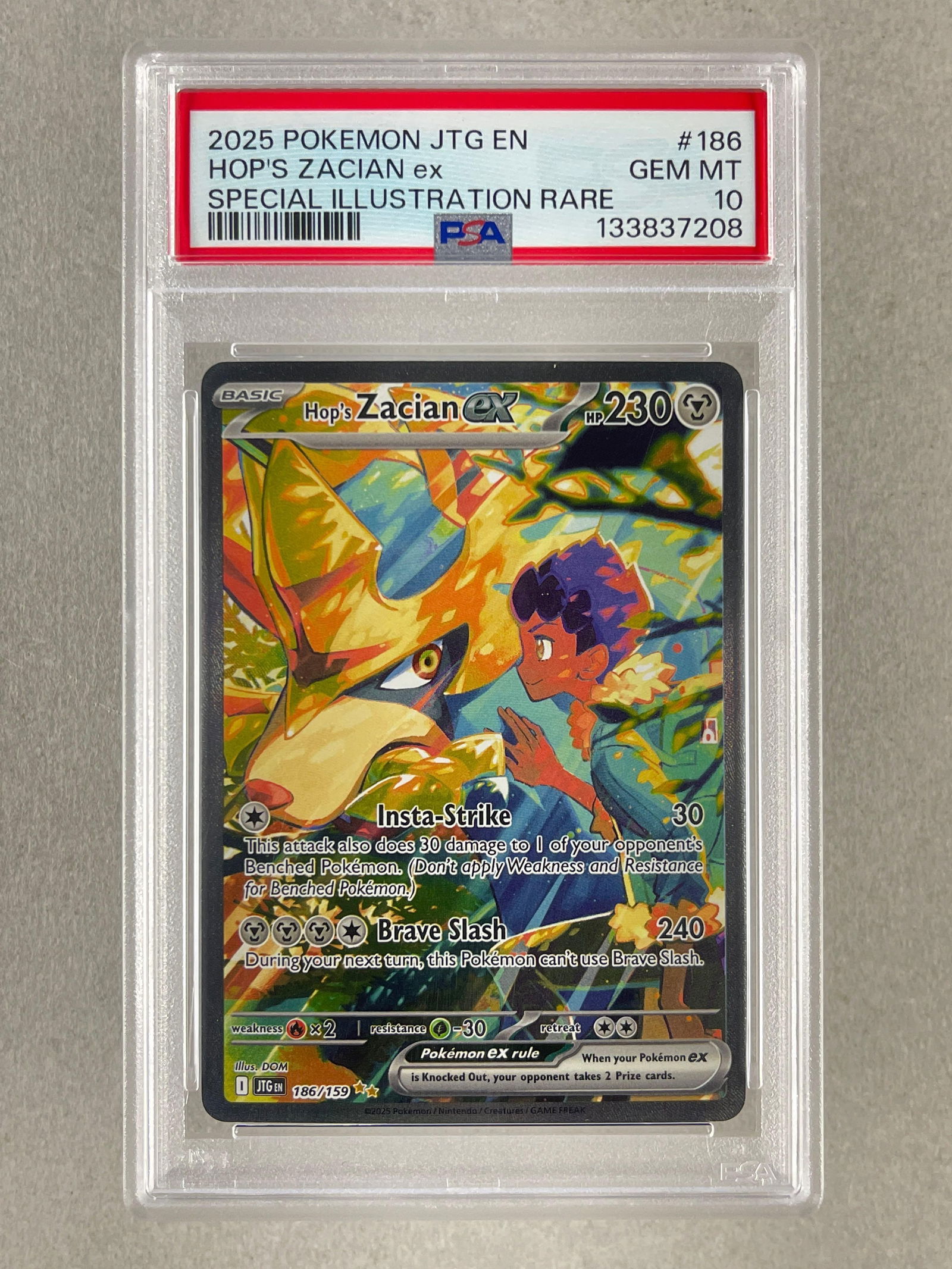 2025 Pokemon Journey Together Special Illustration Rare Hops Zacian ex #186 PSA 10 (1 of 2)