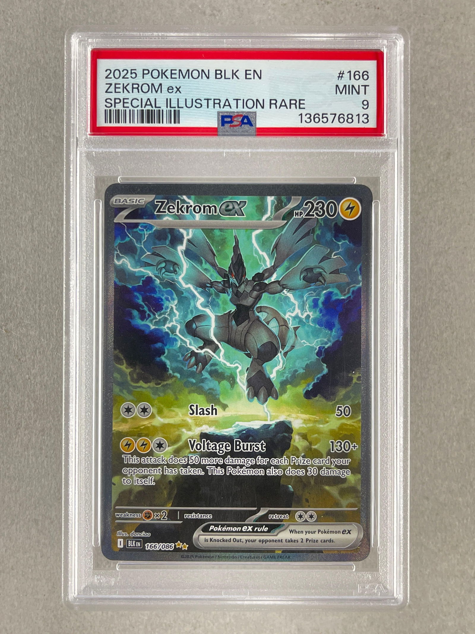 2025 Pokemon Black Bolt Special Illustration Rare Zekrom ex #166 PSA 9: 2025 Pokemon Black Bolt Special Illustration Rare Zekrom ex #166 PSA 9