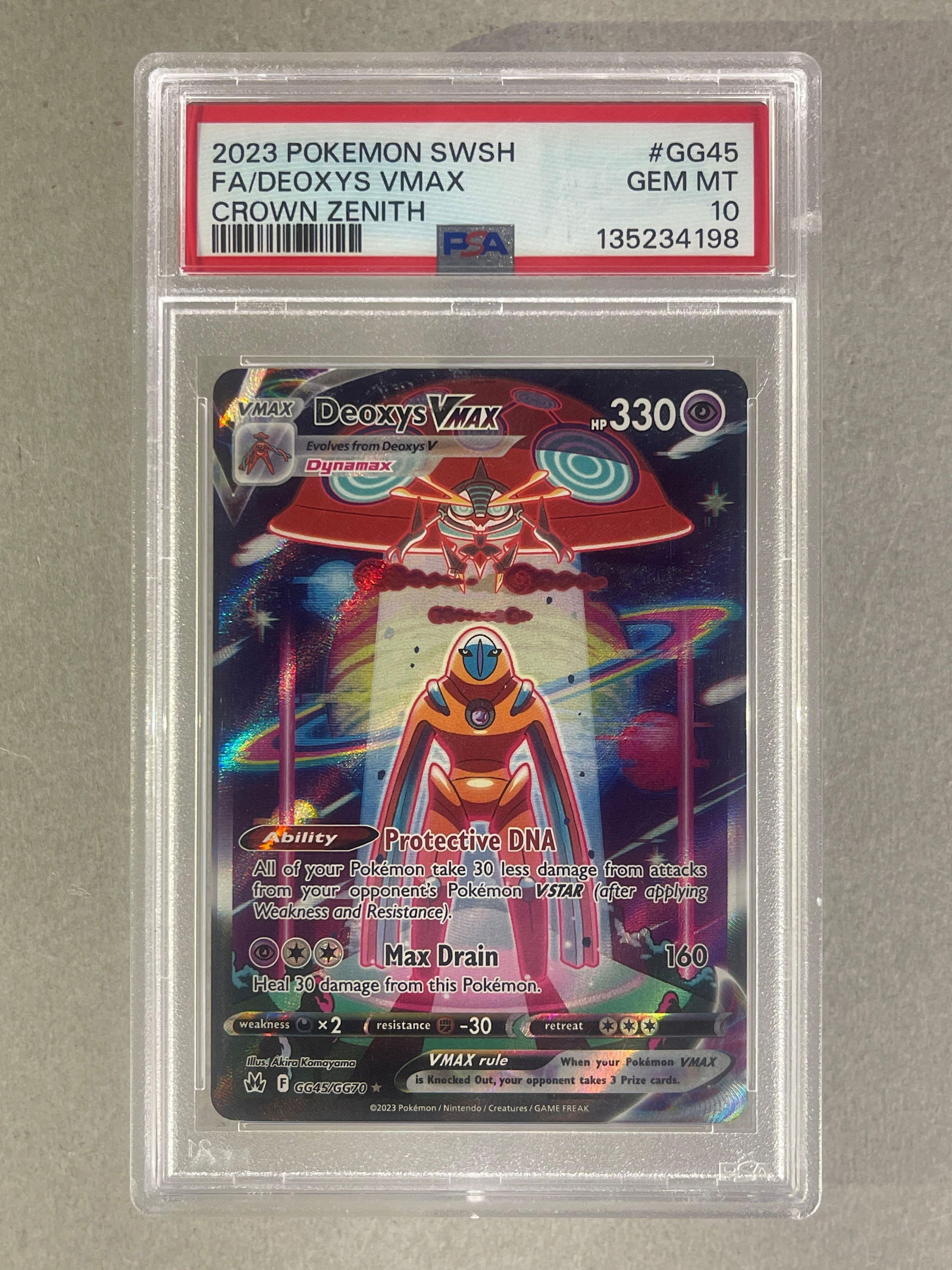2023 Pokemon SWSH Crown Zenith Full Art Deoxys VMAX #GG45 PSA 10: 2023 Pokemon SWSH Crown Zenith Full Art Deoxys VMAX #GG45 PSA 10
