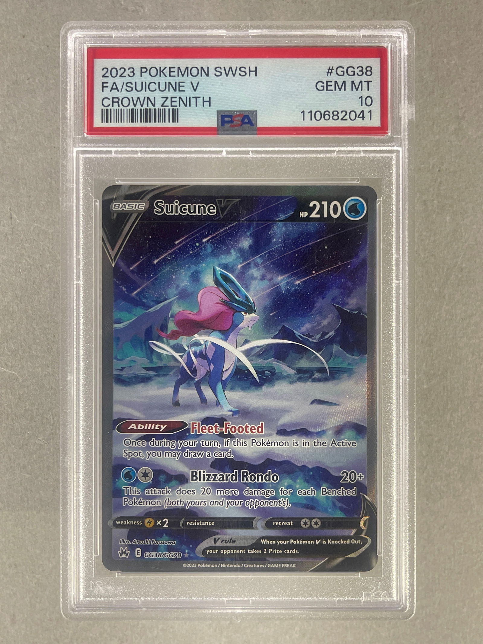 2023 Pokemon SWSH Crown Zenith Full Art Suicune V #GG38 PSA 10: 2023 Pokemon SWSH Crown Zenith Full Art Suicune V #GG38 PSA 10