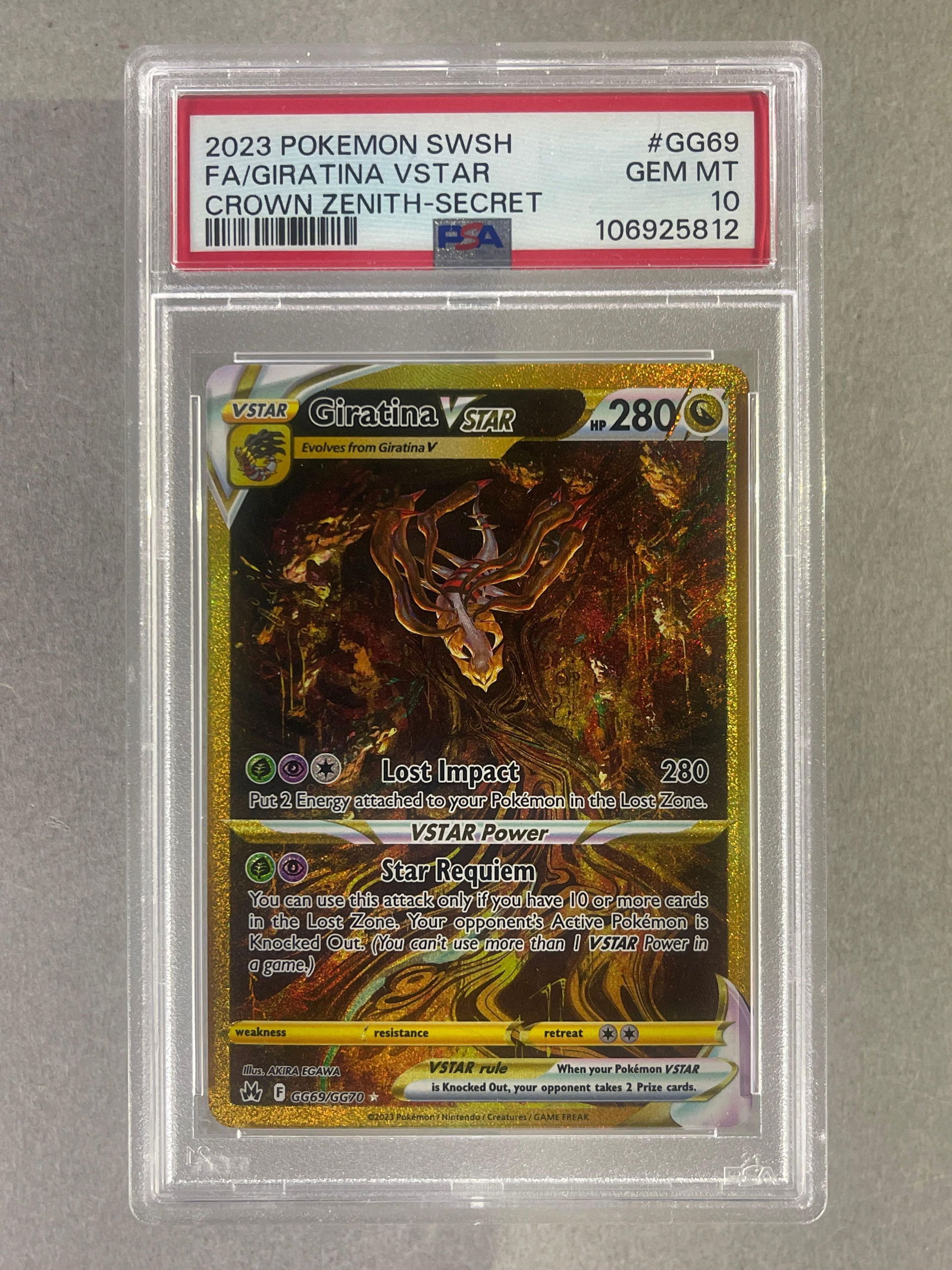 2023 Pokemon SWSH Crown Zenith Full Art Secret Giratina VSatr #GG69 PSA 10: 2023 Pokemon SWSH Crown Zenith Full Art Secret Giratina VSatr #GG69 PSA 10