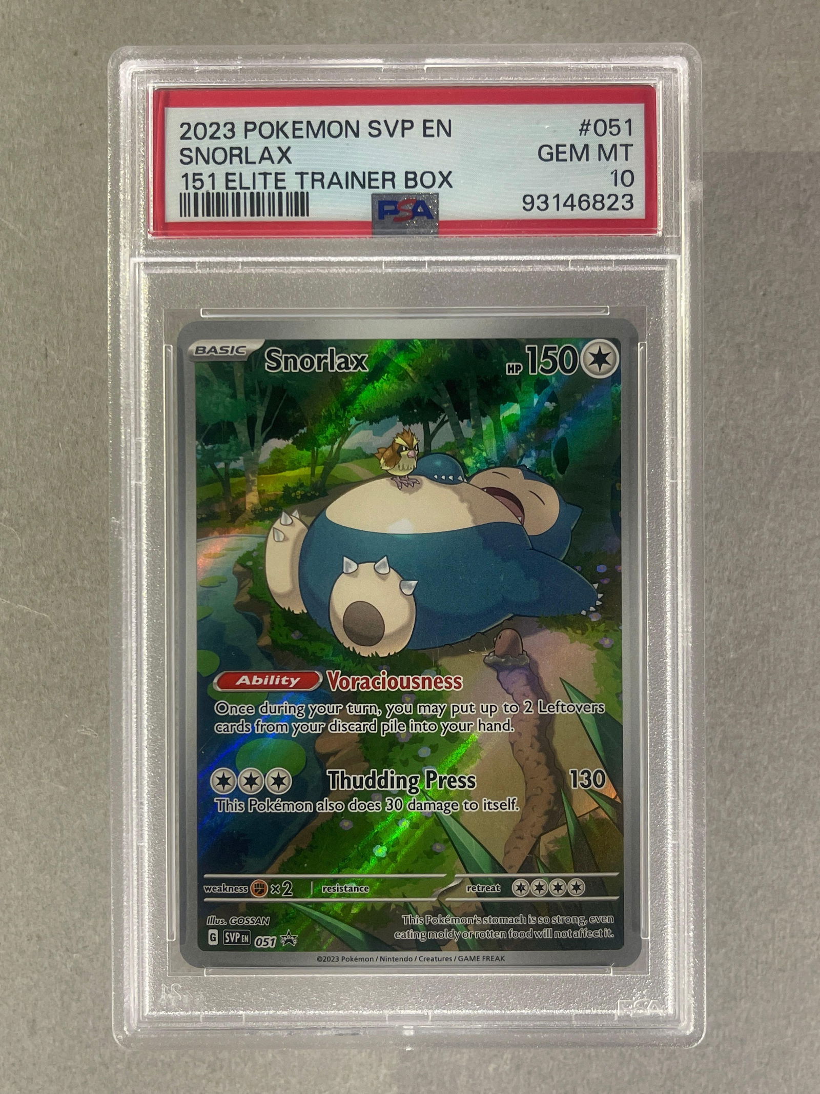 2023 Pokemon SVP 151 ETB Snorlax #051 PSA 10 (1 of 2)