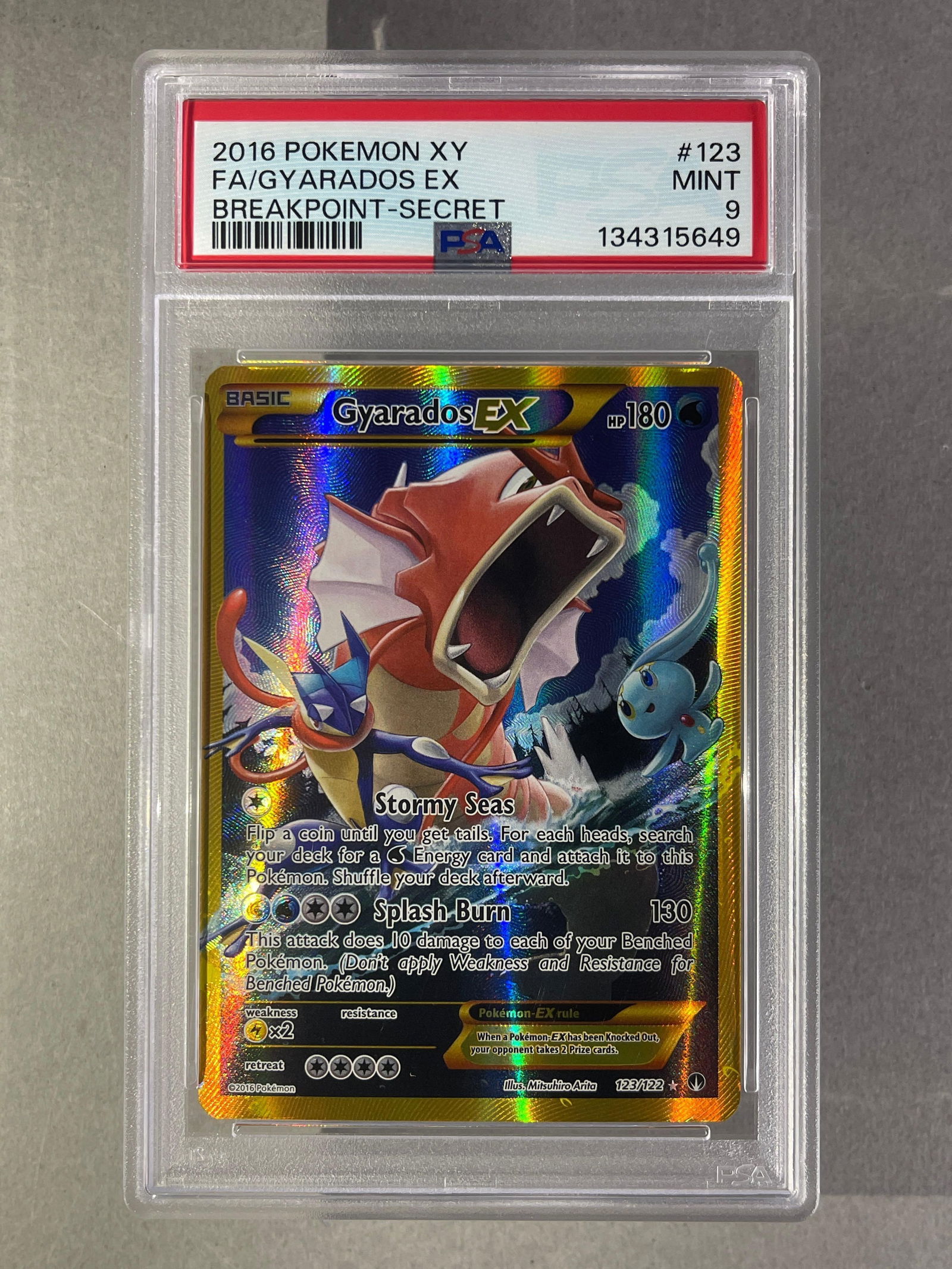 2016 Pokemon XY Breakpoint Full Art Secret Gyarados EX #123 PSA 9: 2016 Pokemon XY Breakpoint Full Art Secret Gyarados EX #123 PSA 9